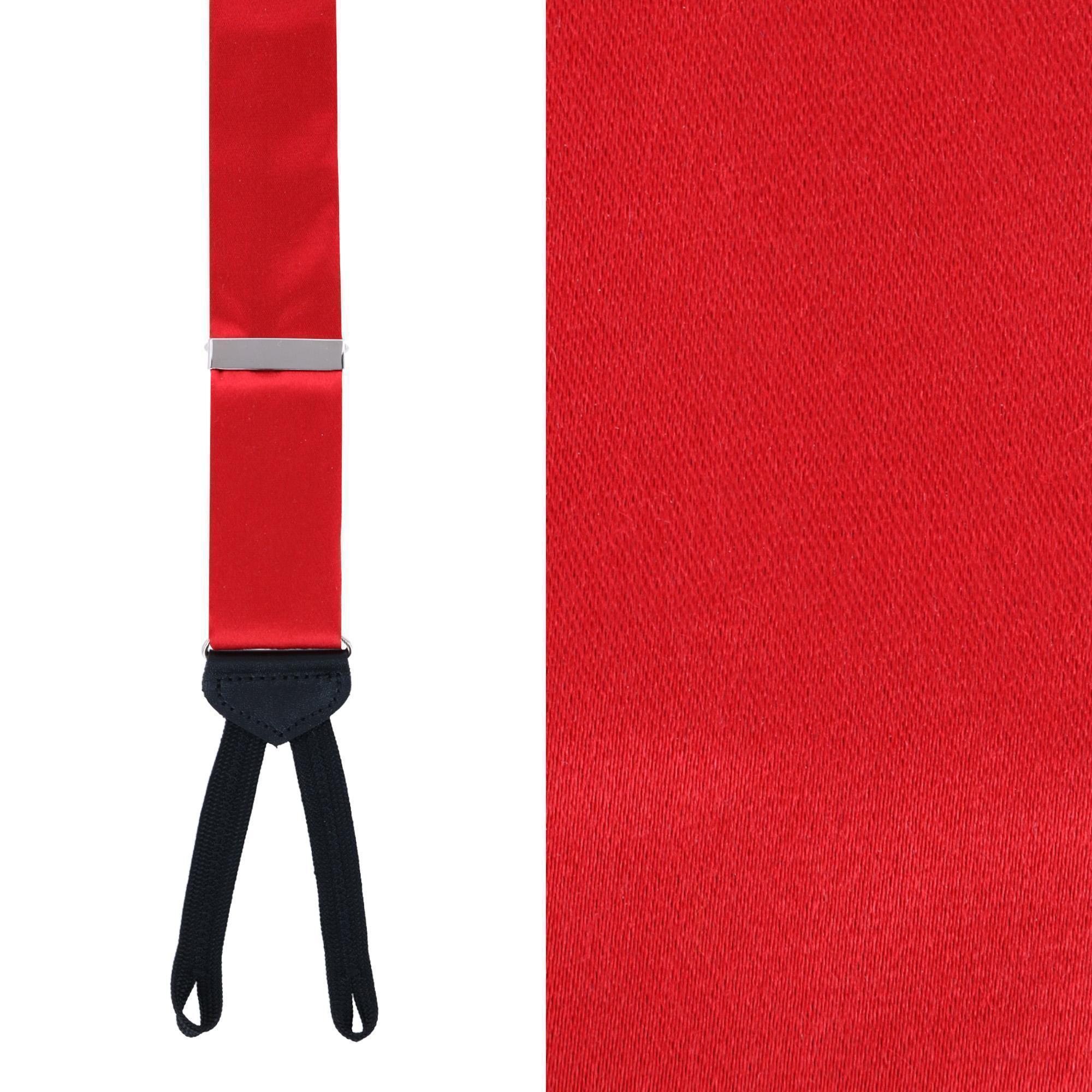 Trafalgar Men's Sutton Solid Color Silk Formal Suspenders | Y-Back, Adjustable Braces - Red