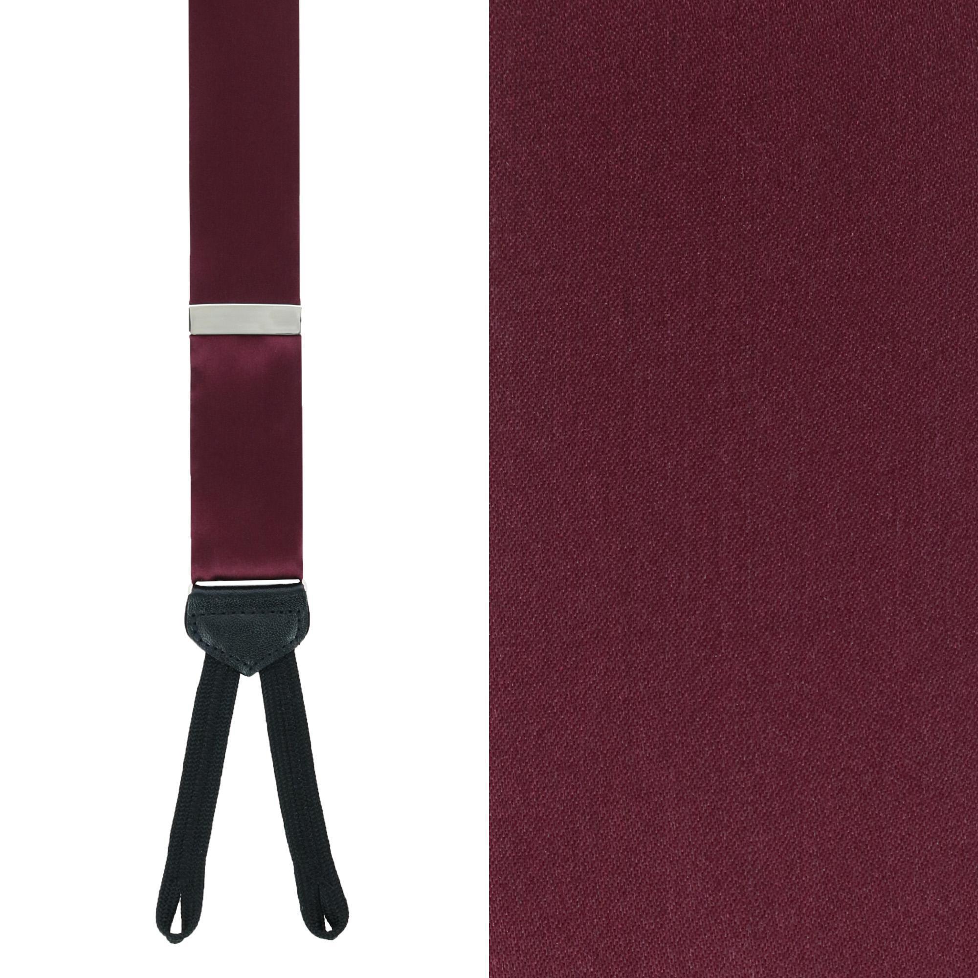 Trafalgar Men's Sutton Solid Color Silk Formal Suspenders | Y-Back, Adjustable Braces - Burgundy