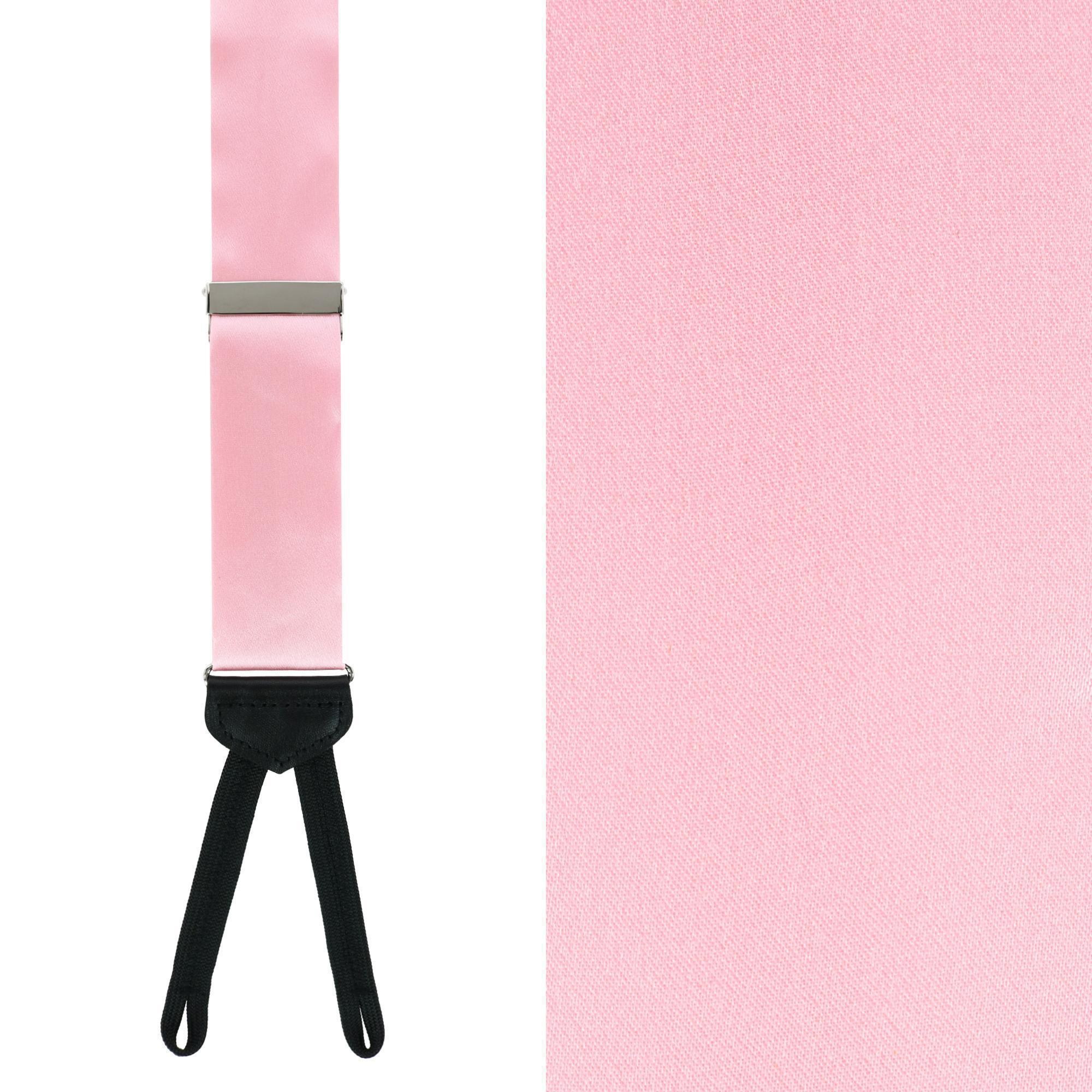 Trafalgar Men's Sutton Solid Color Silk Formal Suspenders | Y-Back, Adjustable Braces - Pink