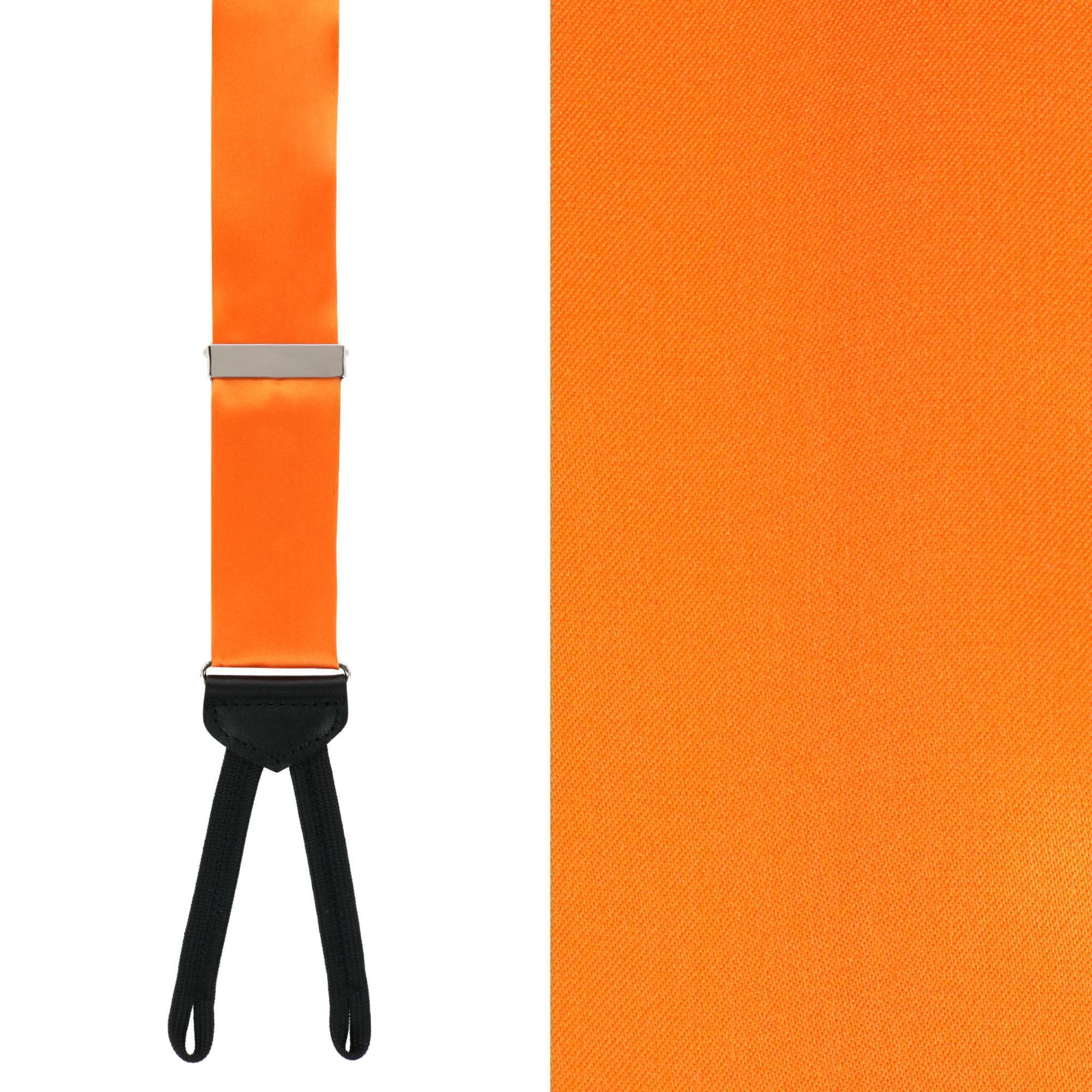 Trafalgar Men's Sutton Solid Color Silk Formal Suspenders | Y-Back, Adjustable Braces - Pumpkin