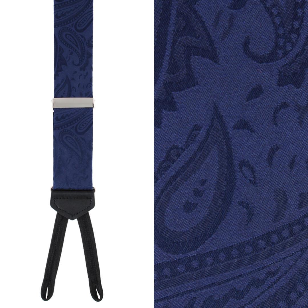 Trafalgar Men's Banbury Tone on Tone Paisley Silk Formal Suspenders - Navy blue