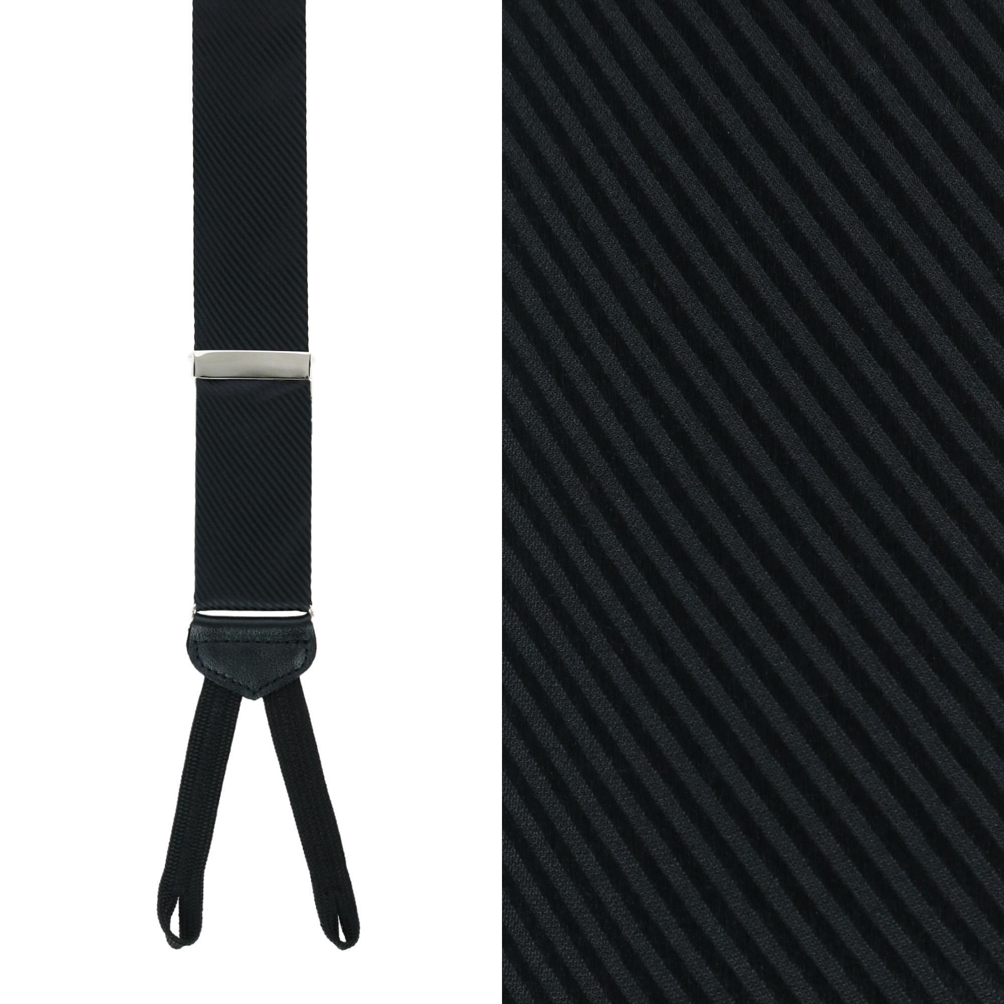 Trafalgar Leyton Diagonal Lined Tone on Tone Silk Formal Braces - Black one size