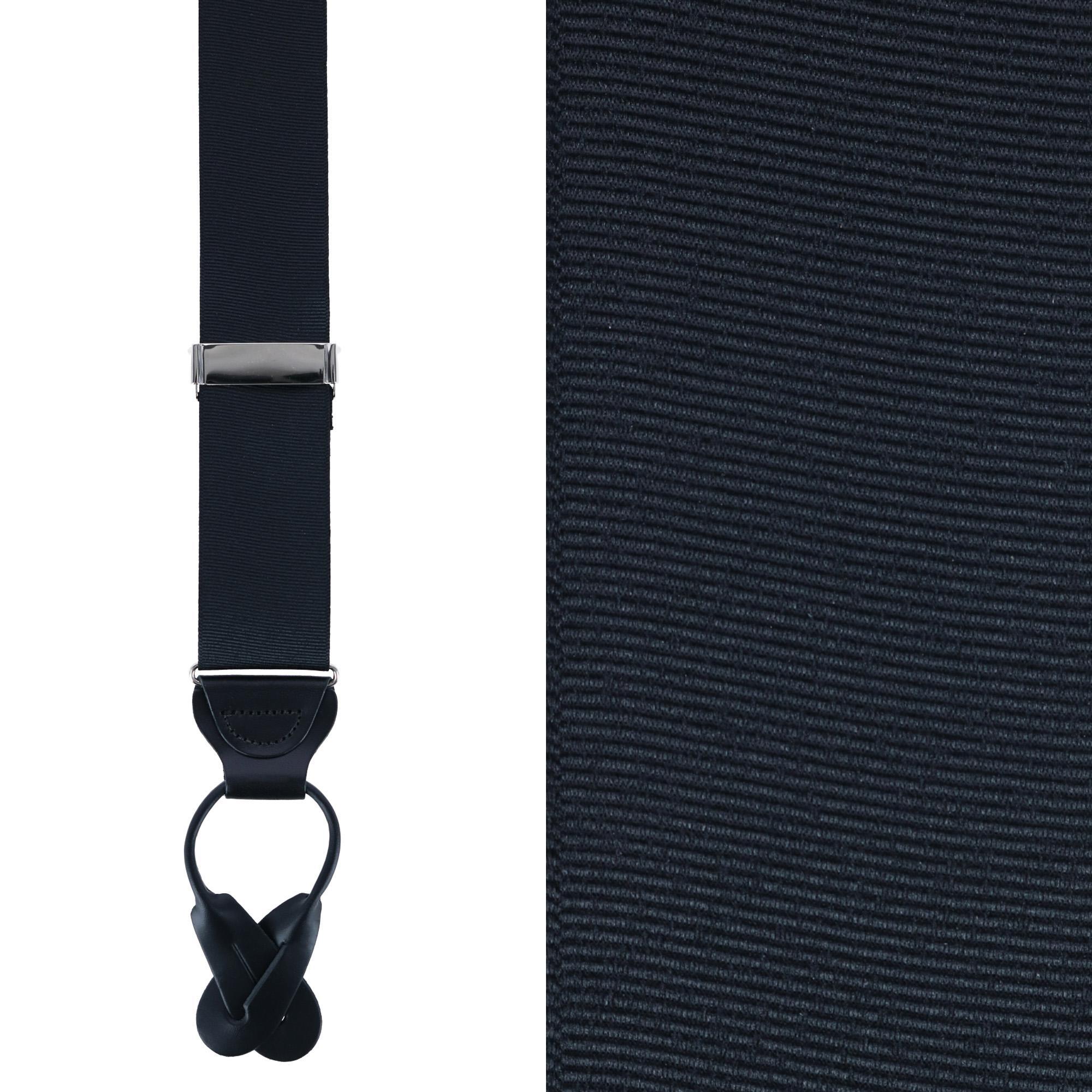 Trafalgar Men's Phoenix 38mm Grosgrain Non Stretch Ribbon Button End Suspenders - Black
