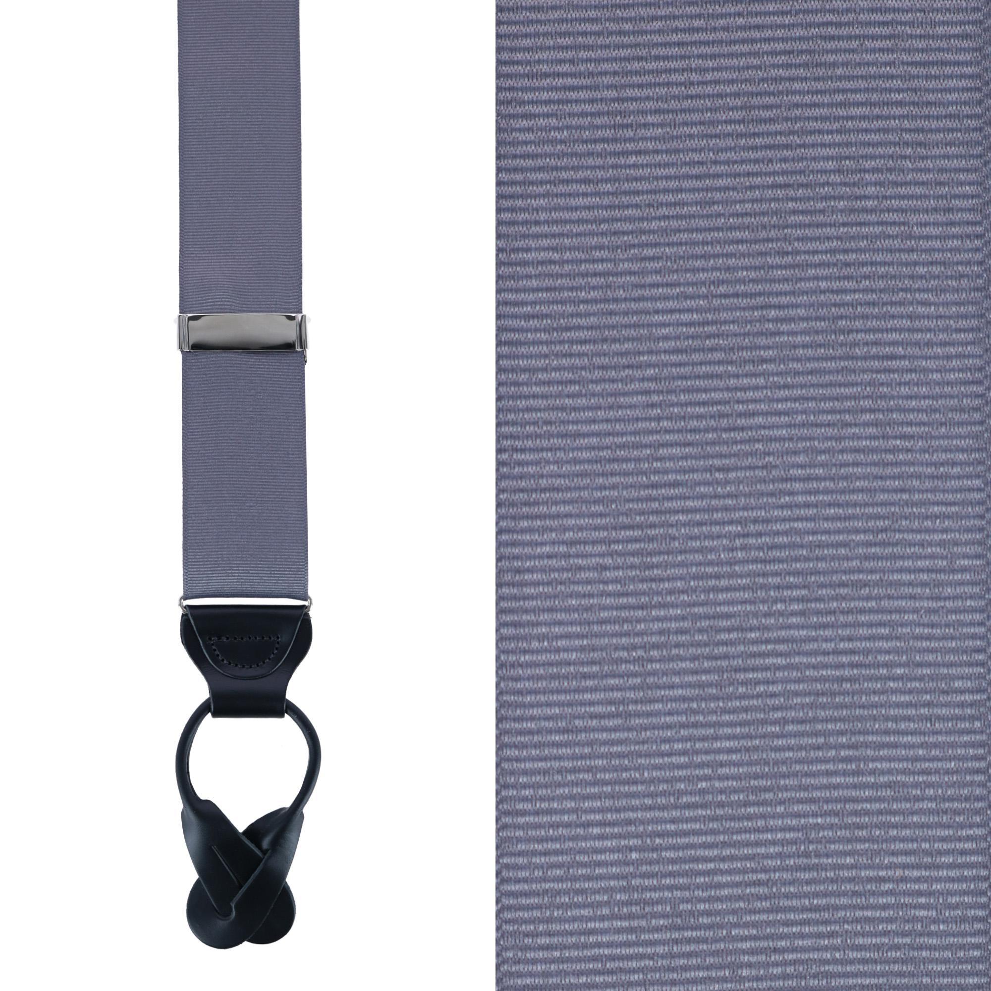 Trafalgar Phoenix 38mm Grosgrain Non Stretch Ribbon Button End Braces - Smokey Grey one size