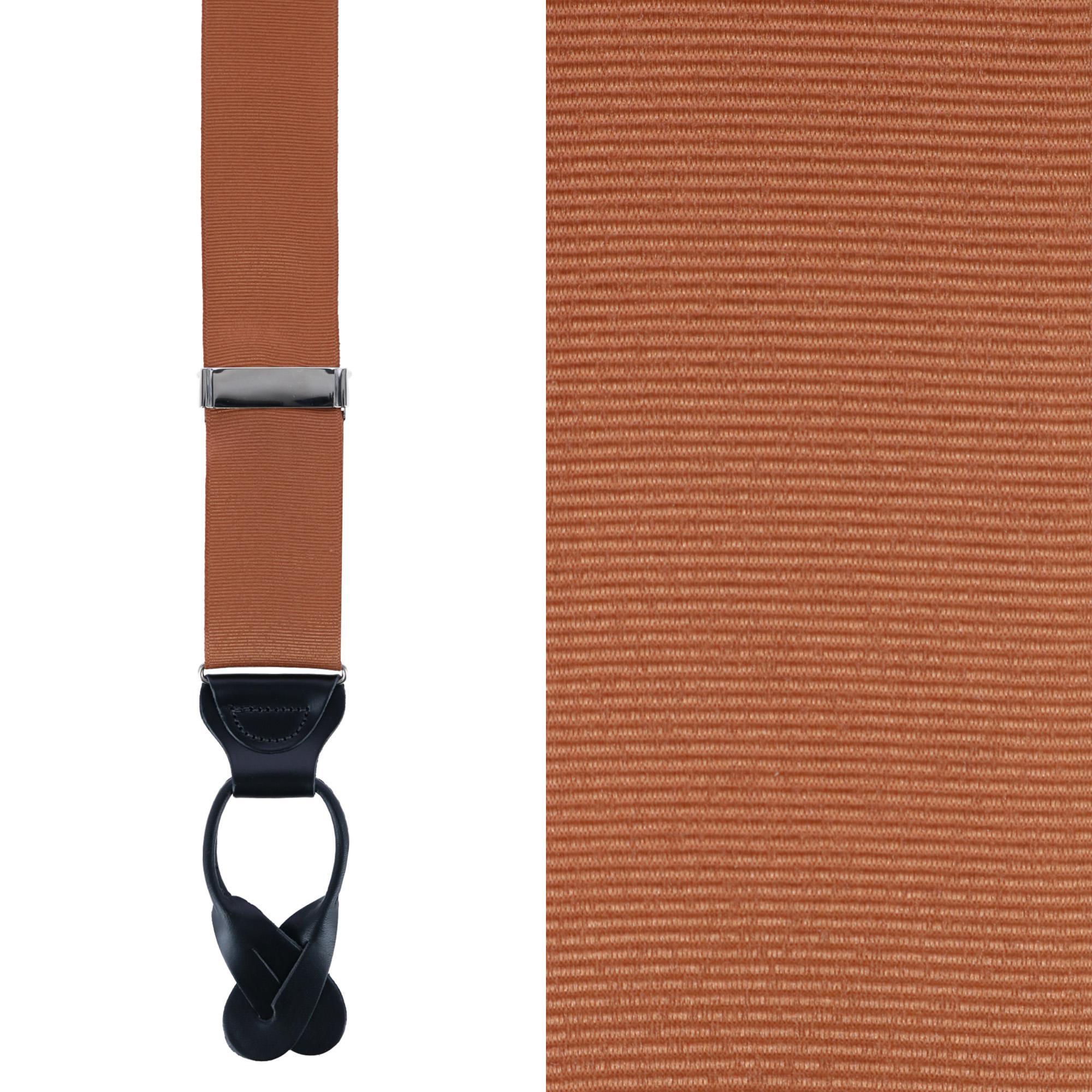 Trafalgar Men's Phoenix 38mm Grosgrain Non Stretch Ribbon Button End Suspenders - Dark khaki