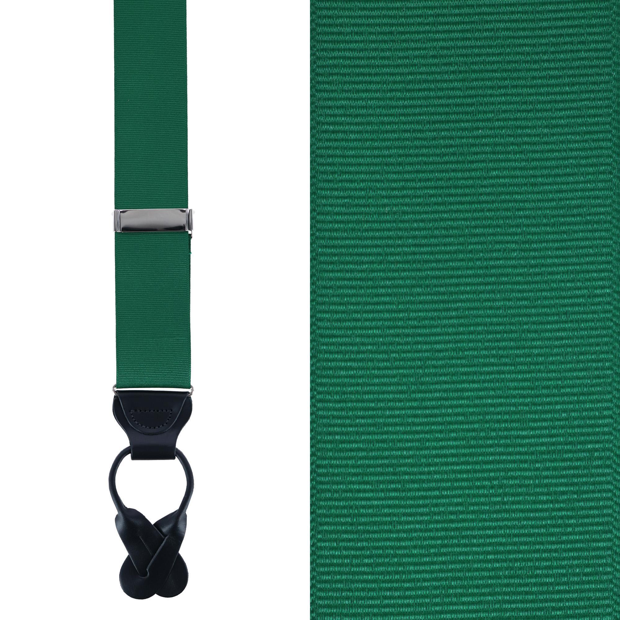Trafalgar Men's Phoenix 38mm Grosgrain Non Stretch Ribbon Button End Suspenders - Dark green