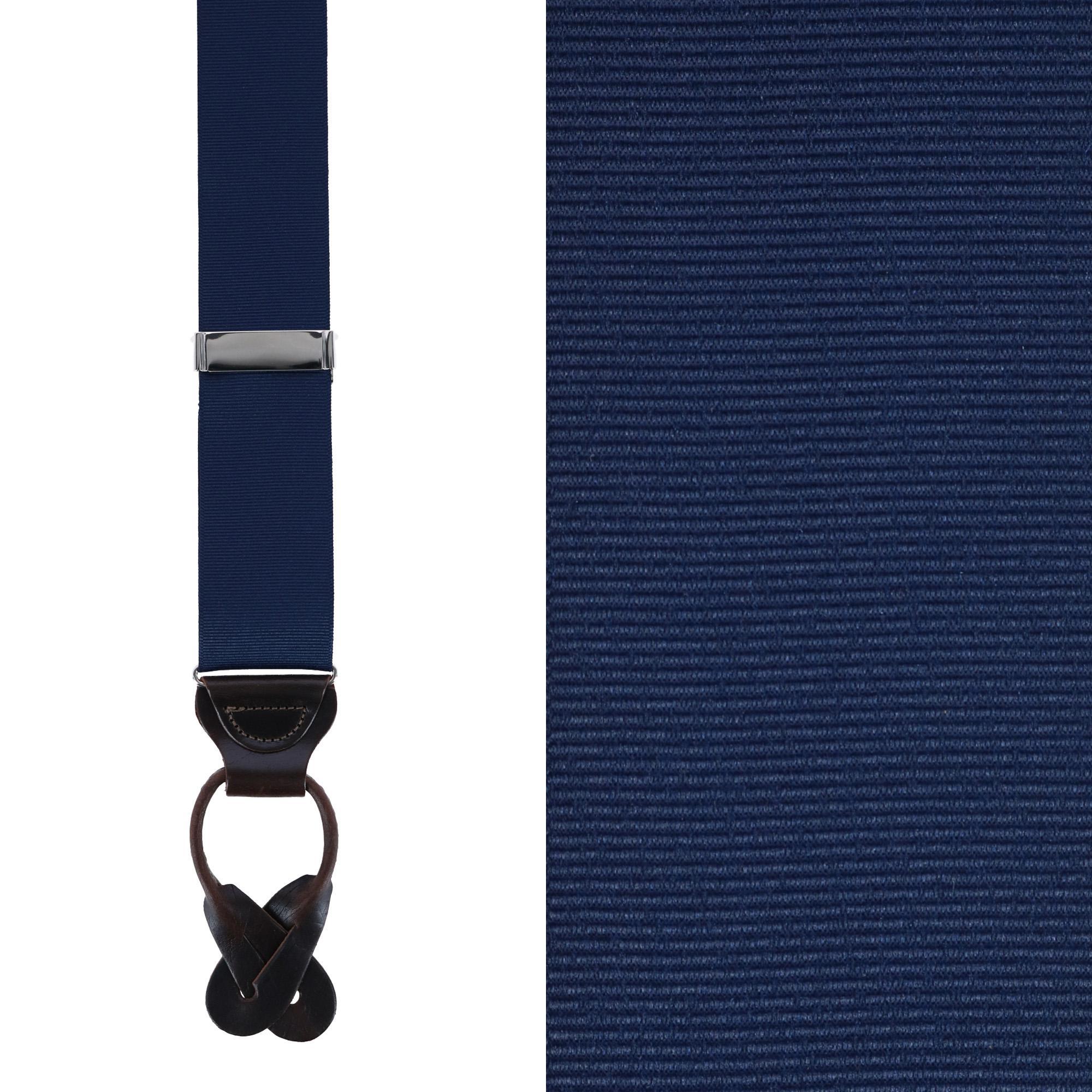 Trafalgar Men's Phoenix 38mm Grosgrain Non Stretch Ribbon Button End Suspenders - Navy