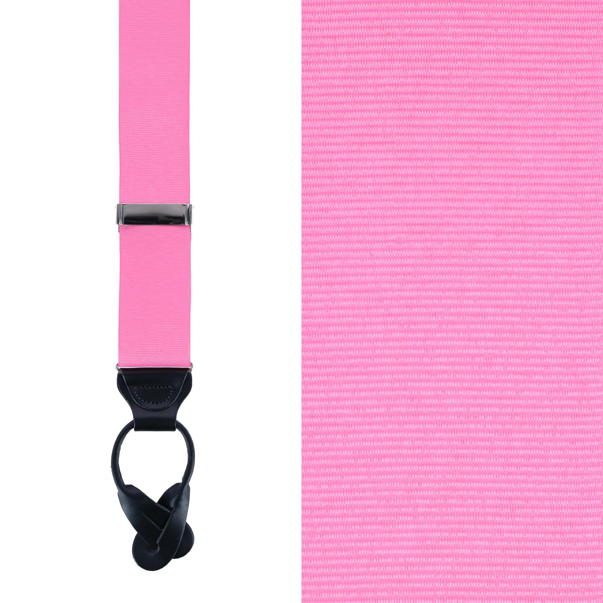 Trafalgar Men's Phoenix 38mm Grosgrain Non Stretch Ribbon Button End Suspenders - Dark pink