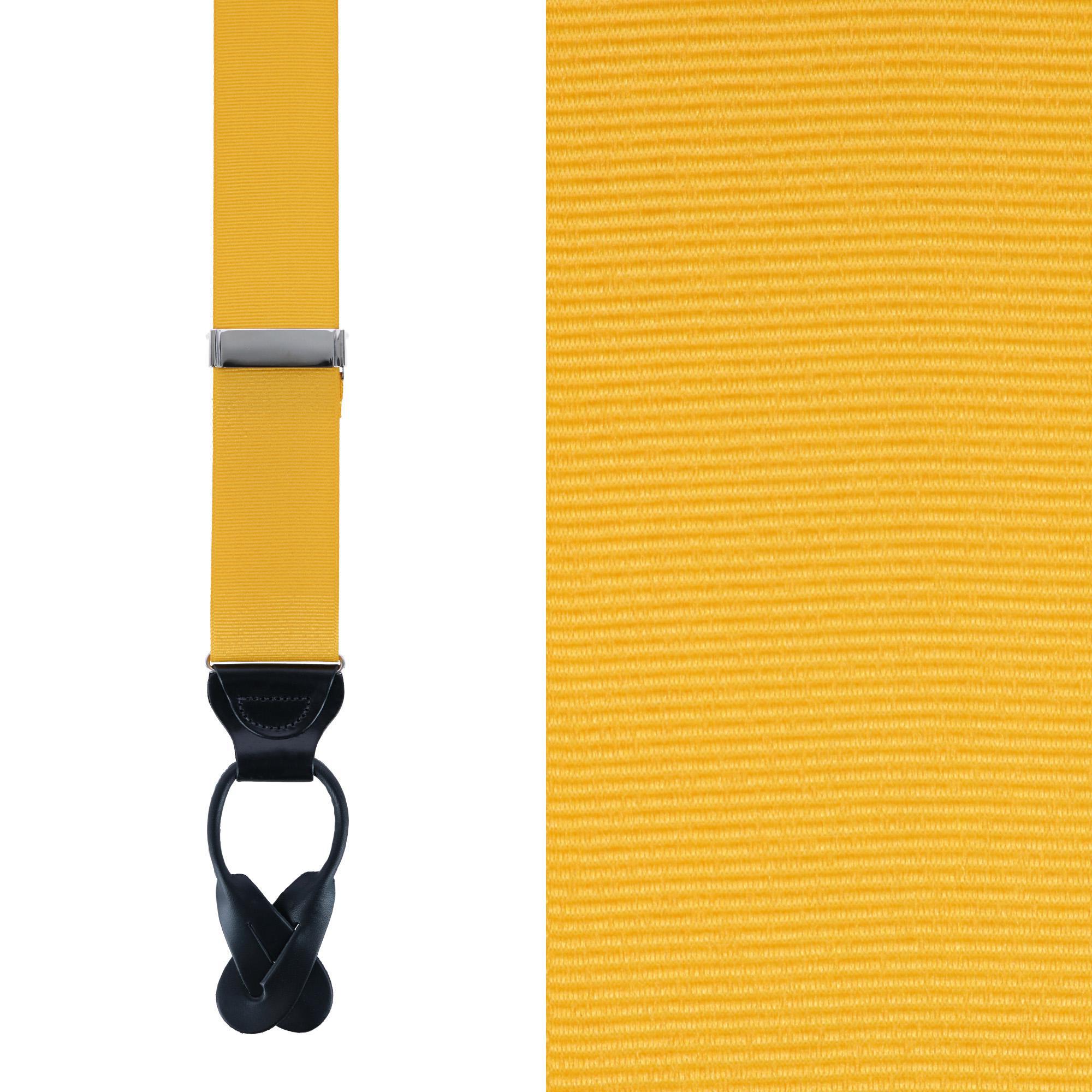 Trafalgar Men's Phoenix 38mm Grosgrain Non Stretch Ribbon Button End Suspenders - Gold
