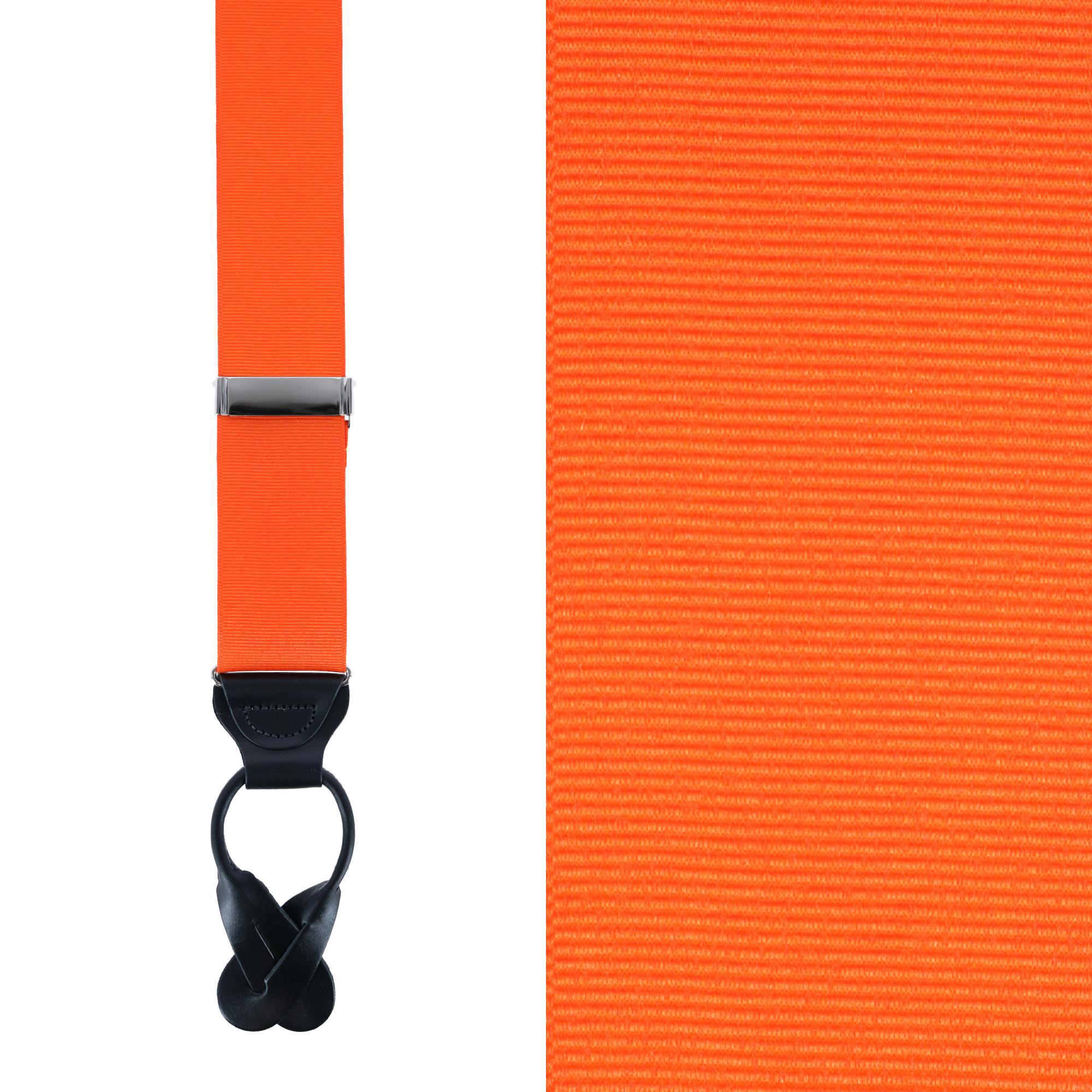 Trafalgar Men's Phoenix 38mm Grosgrain Non Stretch Ribbon Button End Suspenders - Pumpkin