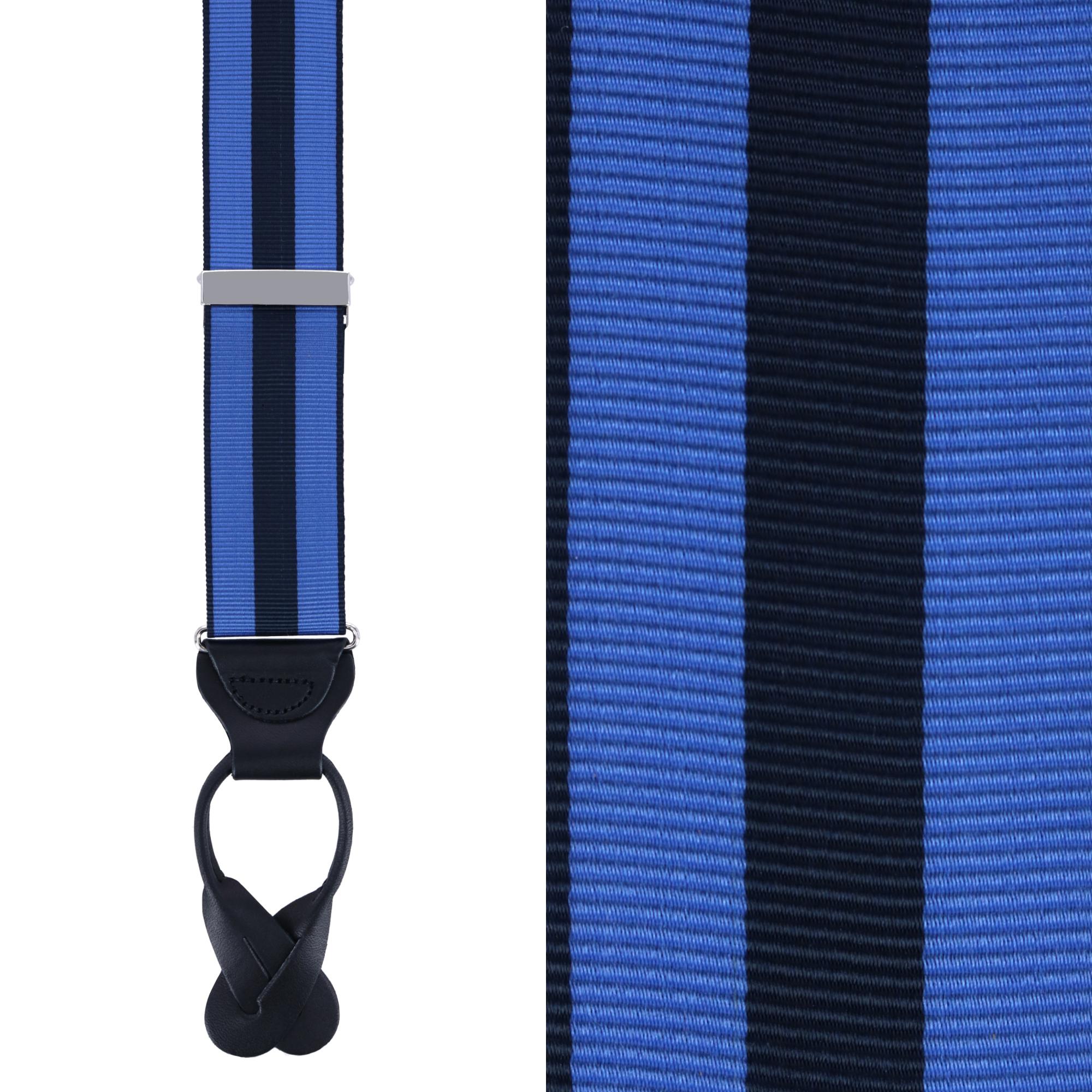 Trafalgar Balint 38MM Striped Non Stretch Grosgrain Button End Braces - Blue and Navy one size