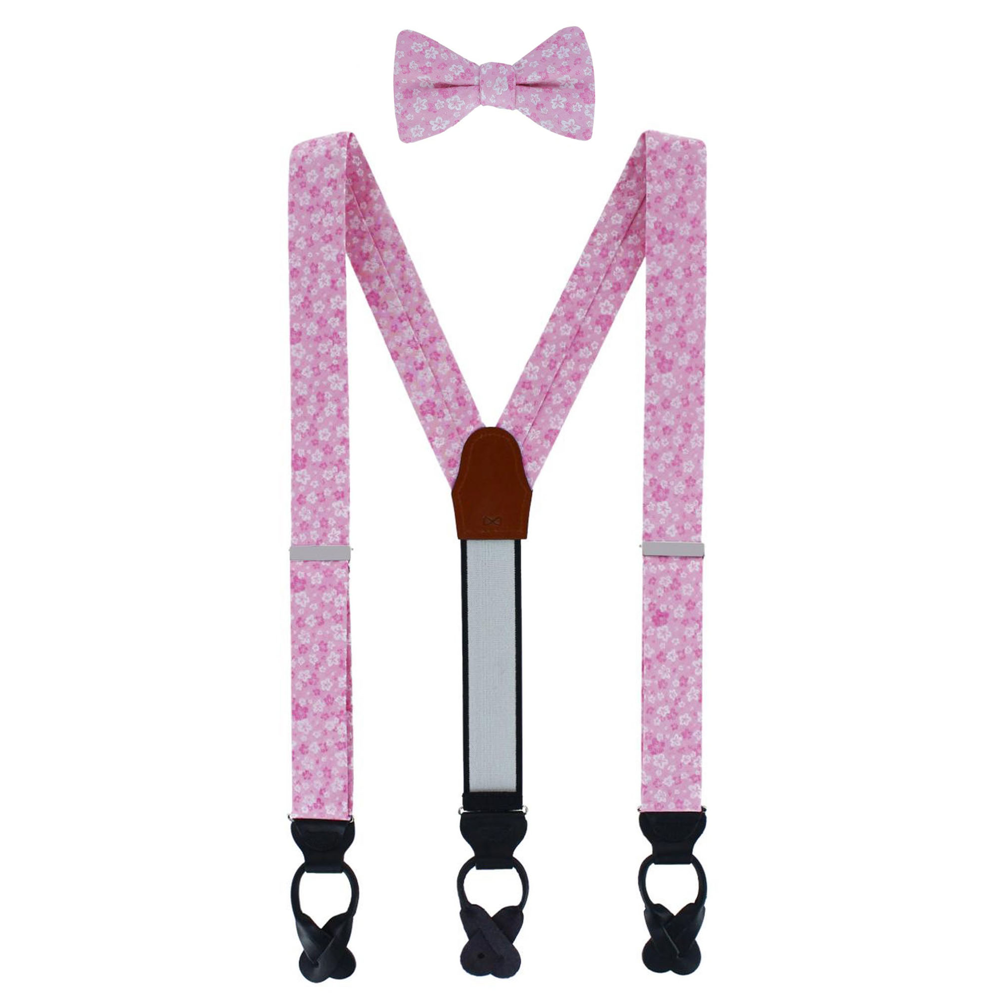 Trafalgar Hanami Cherry Blossom Burst Braces and Bowtie Bundle - Pink one size