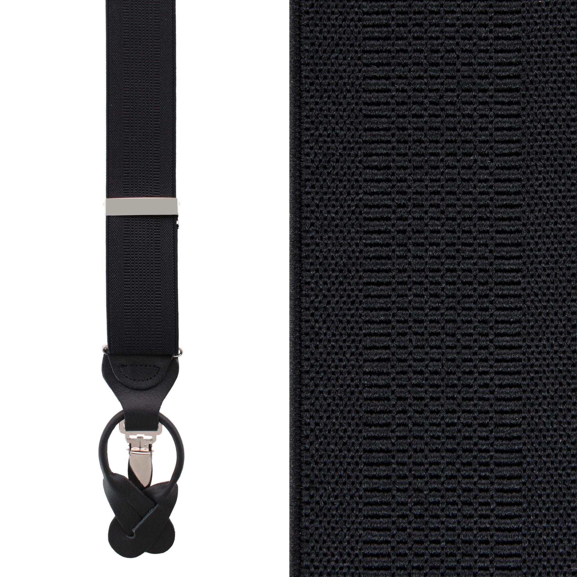 Trafalgar Classic Solid Color Convertible Braces 35mm Elastic - Black one size