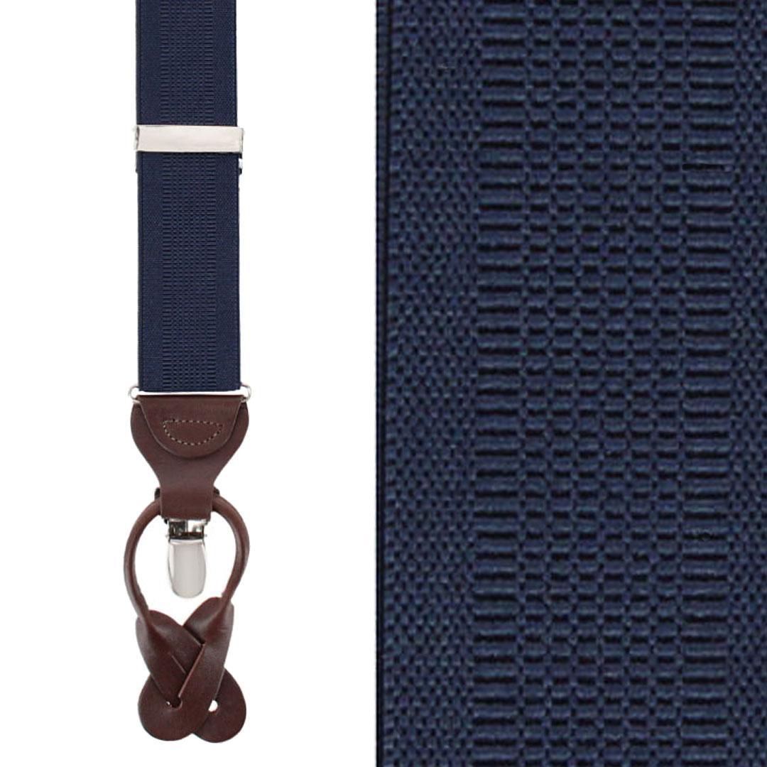 Trafalgar Classic Solid Color Convertible Braces 35mm Elastic - Navy one size