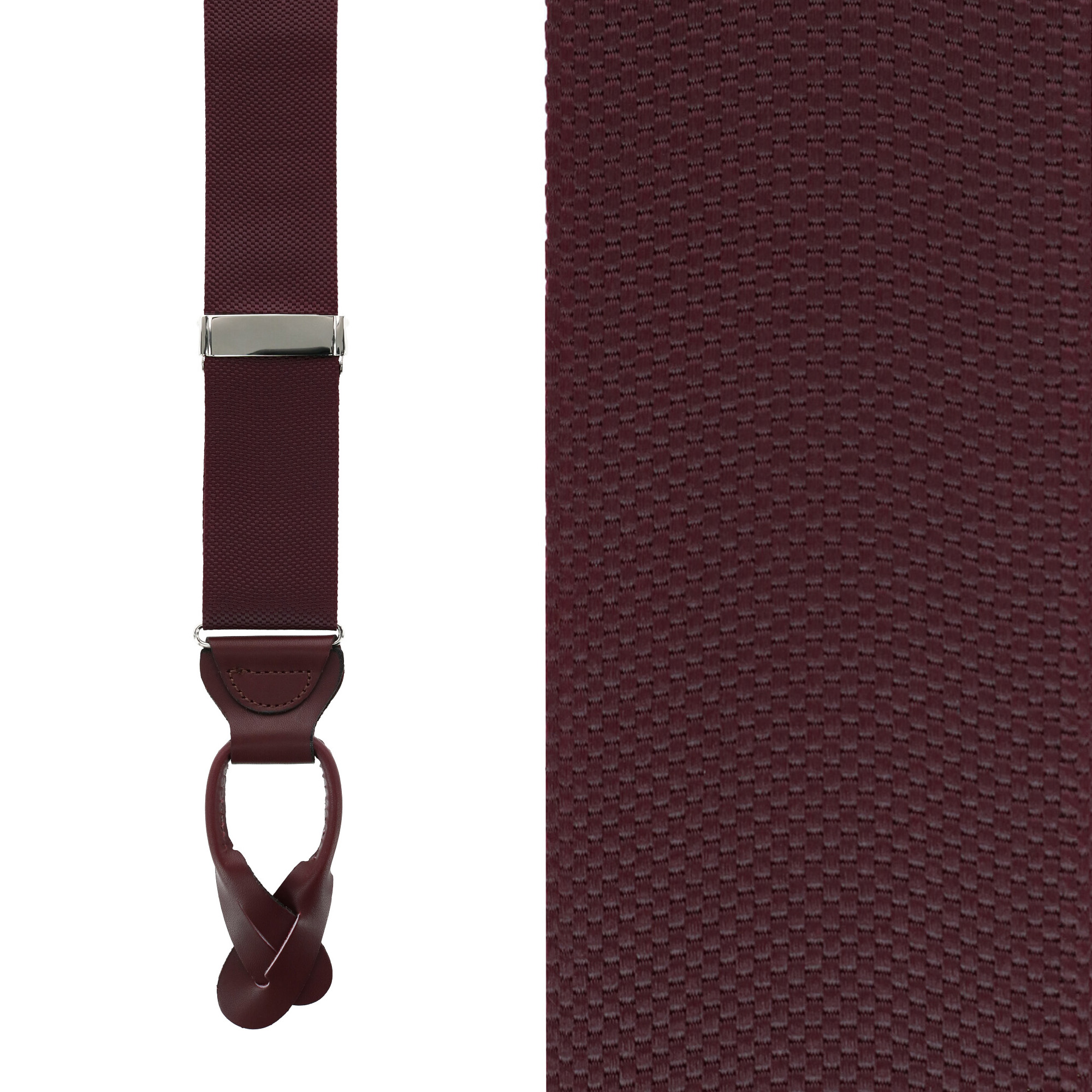 Trafalgar Big & Tall Hudson Solid Button End Braces - Burgundy one size