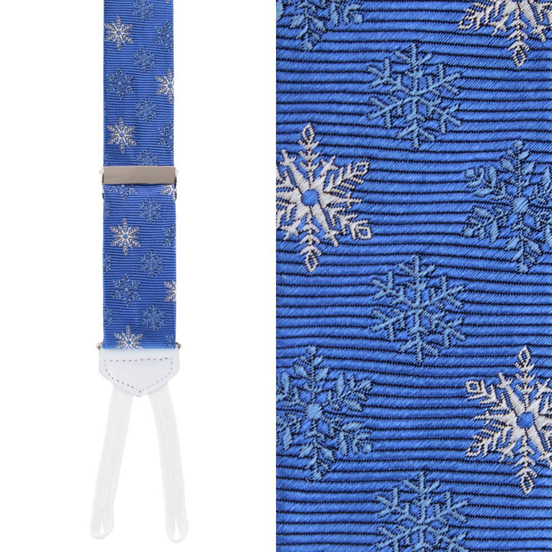 Trafalgar Big & Tall Let It Snow Novelty Snowflake Silk Formal End Braces - Light Blue one size