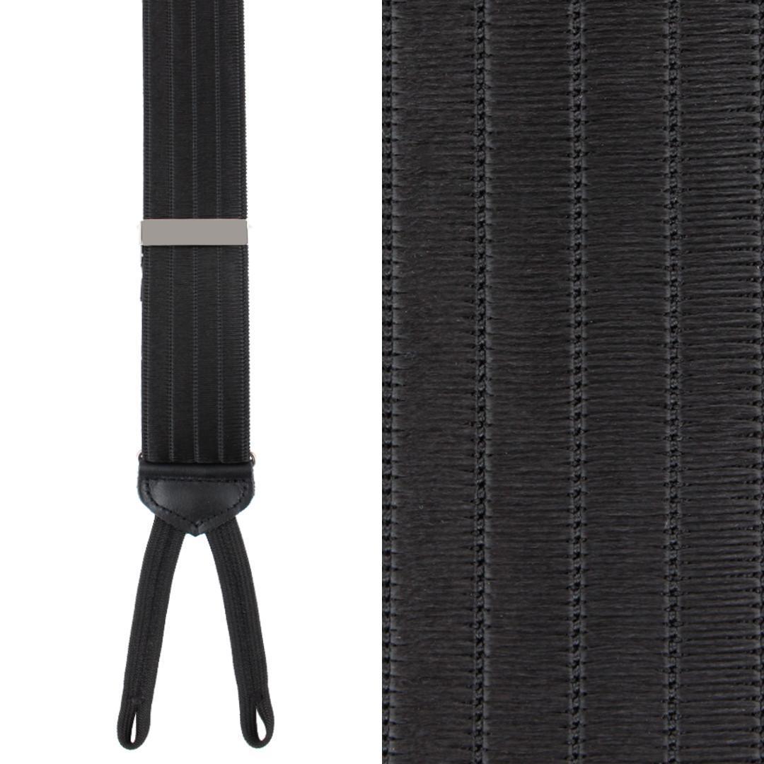 Trafalgar Big & Tall Jefferson Brushed Pinstripe Elastic Formal End Braces - Black one size