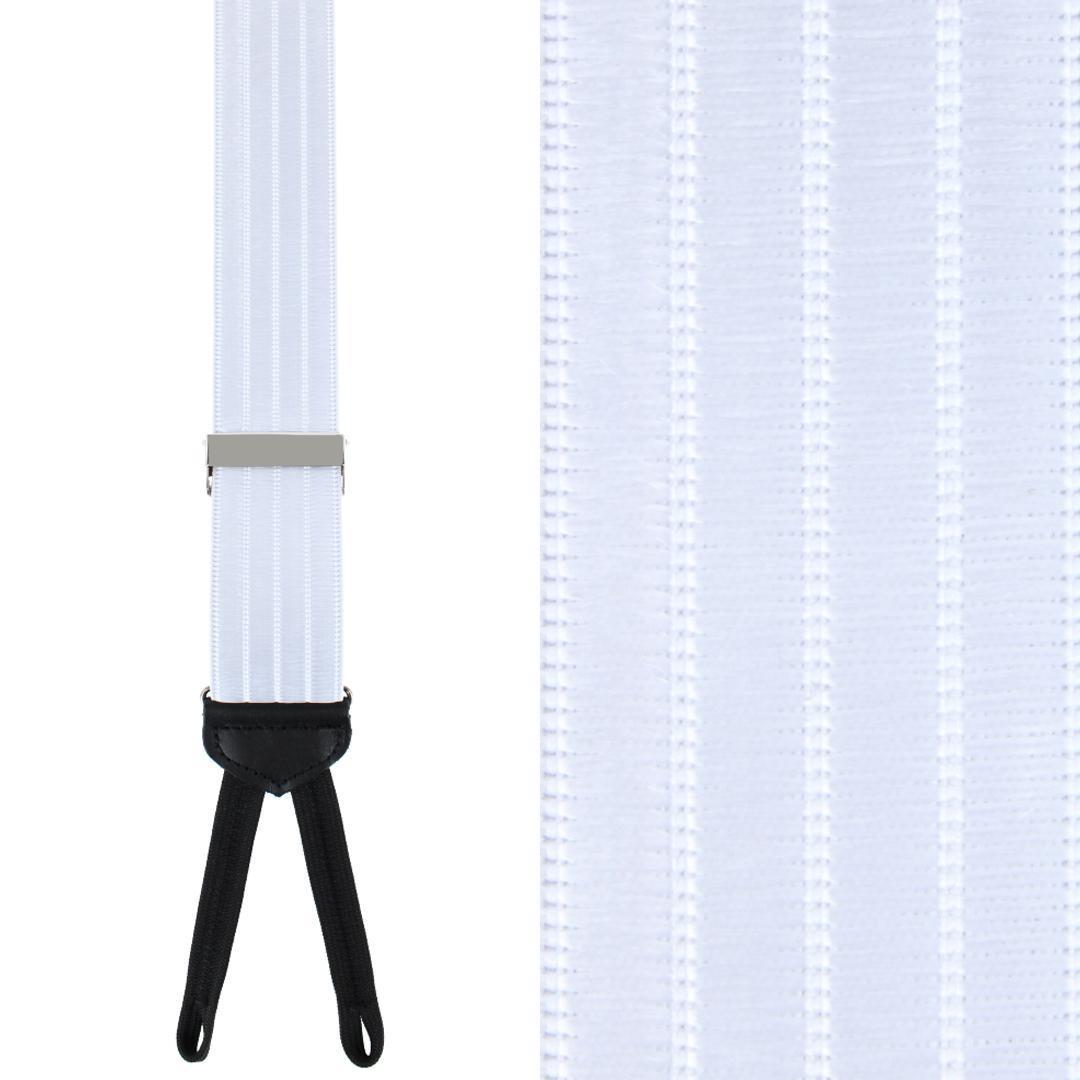 Trafalgar Big & Tall Jefferson Brushed Pinstripe Elastic Formal End Braces - White one size