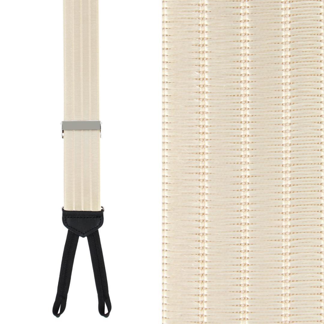 Trafalgar Big & Tall Jefferson Brushed Pinstripe Elastic Formal End Braces - Cream one size