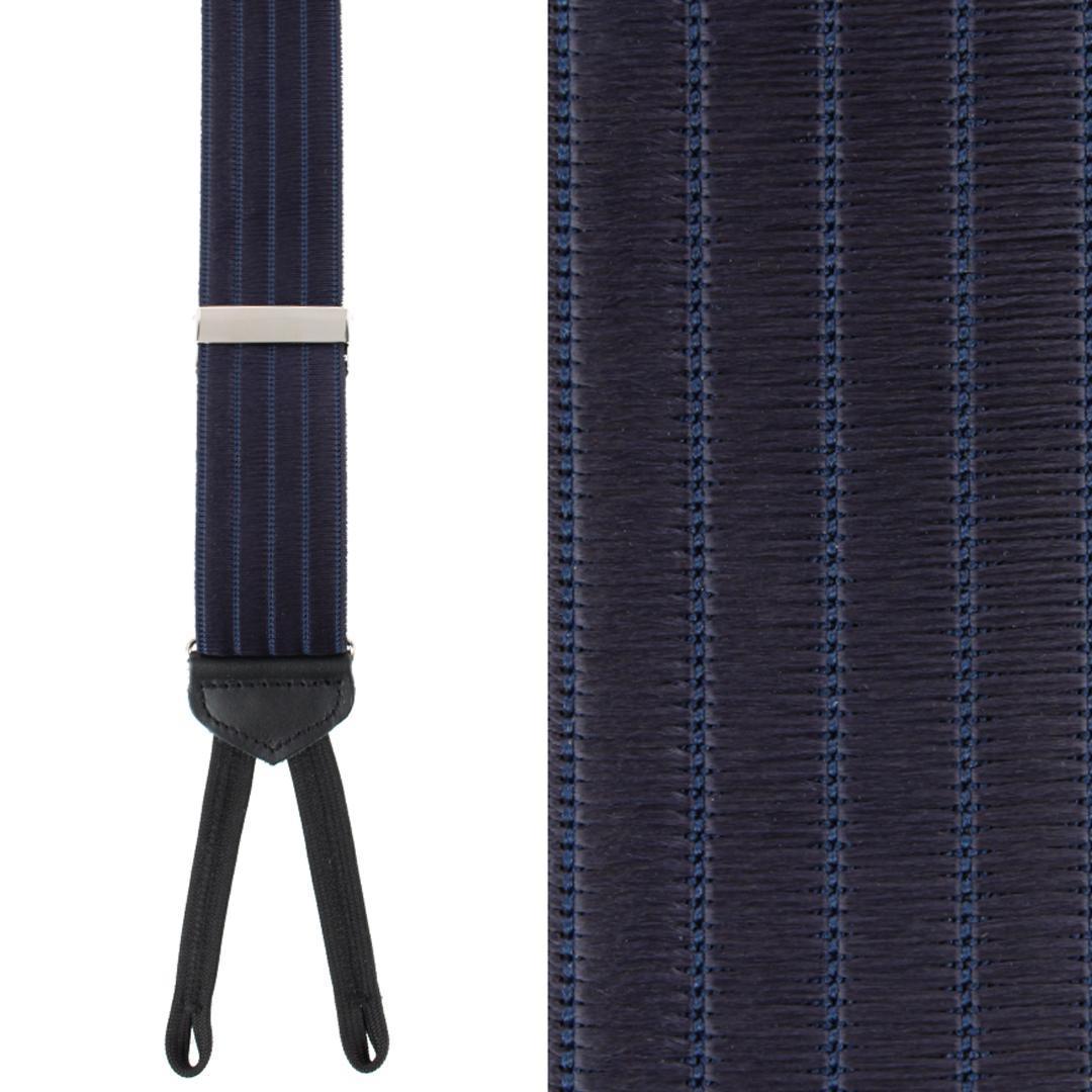 Trafalgar Big & Tall Jefferson Brushed Pinstripe Elastic Formal End Braces - Navy Blue one size