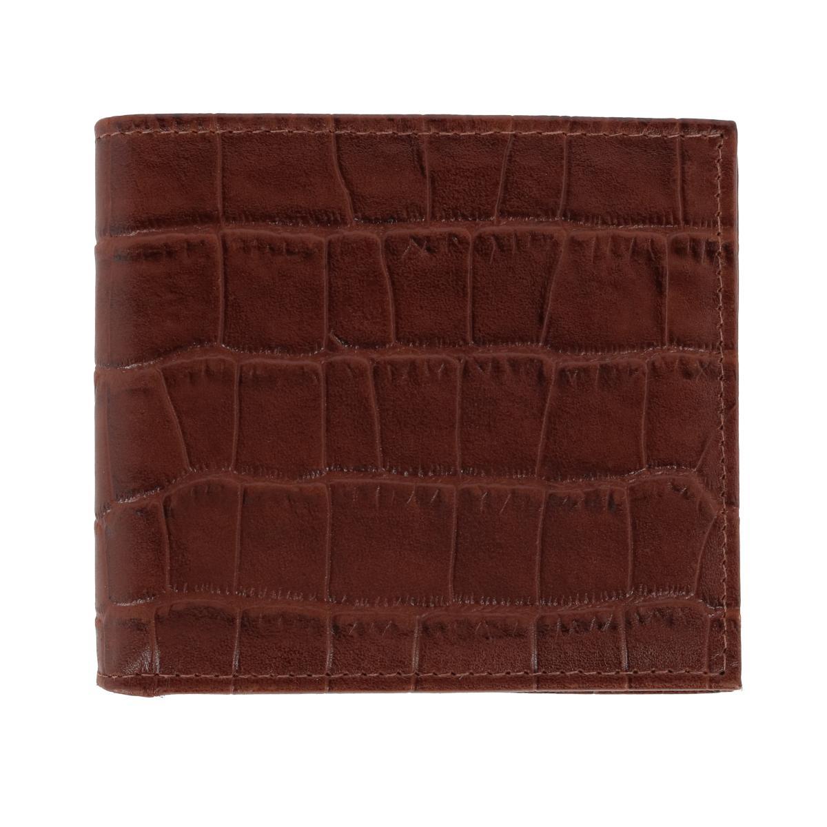 Trafalgar Esteban Croco Embossed Leather 8 Slot Bi-Fold Wallet - Brown one size