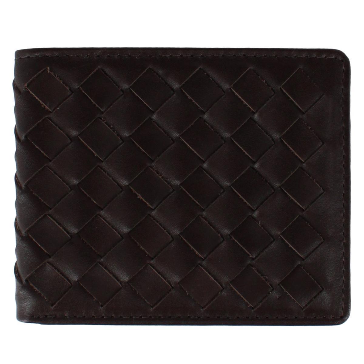 Trafalgar Lazzaro Lattice Weave Leather Bi-Fold Wallet - Dark Brown one size
