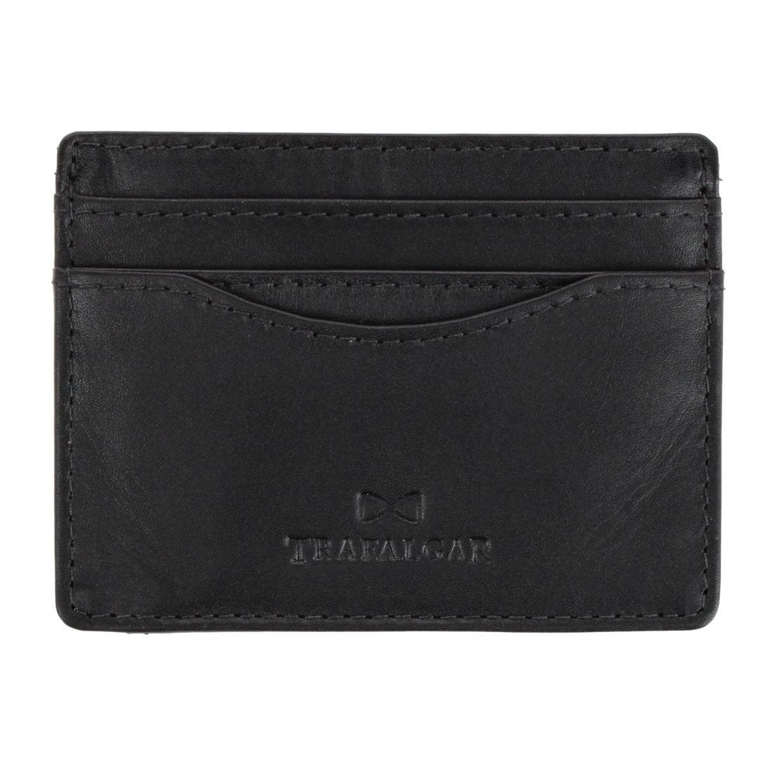 Trafalgar Orion Curved Side Slot Leather Card Case - Black one size