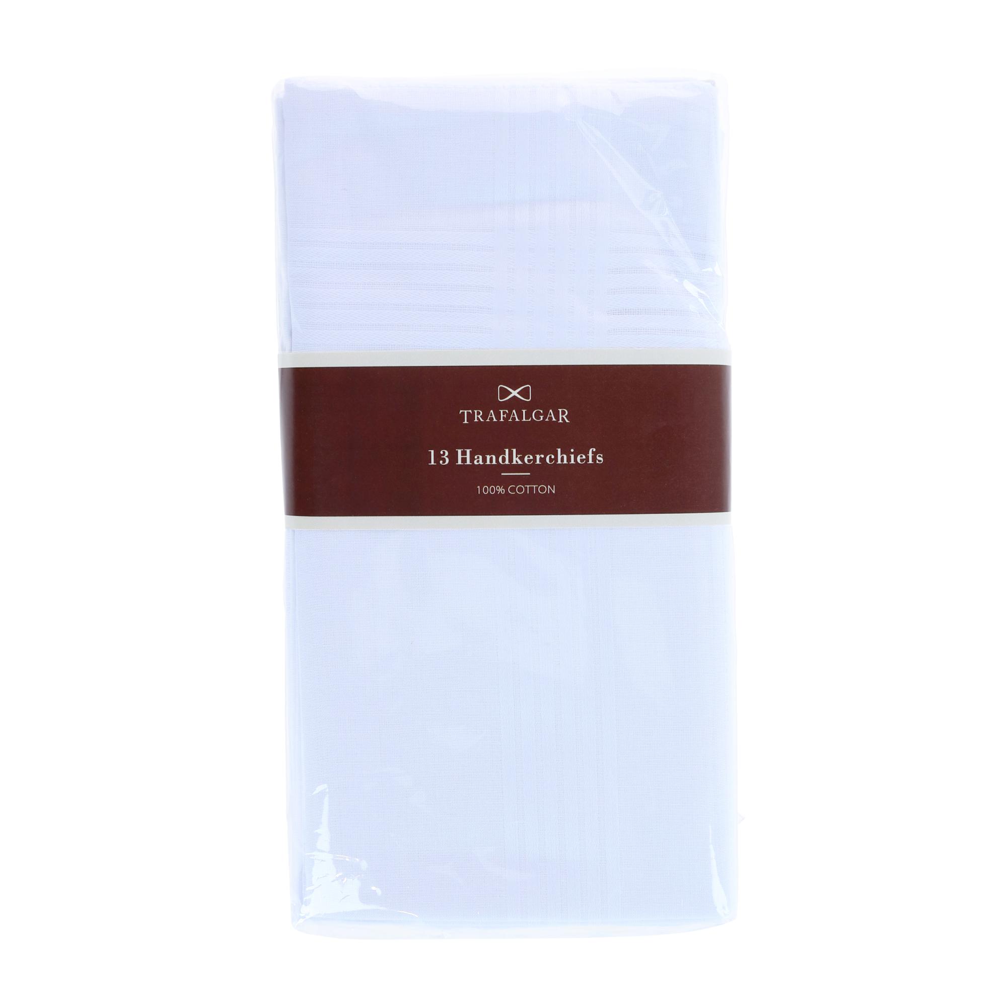 Trafalgar Baker's Dozen Cotton Handkerchiefs White 16 x 16 (13 Pack) - White one size