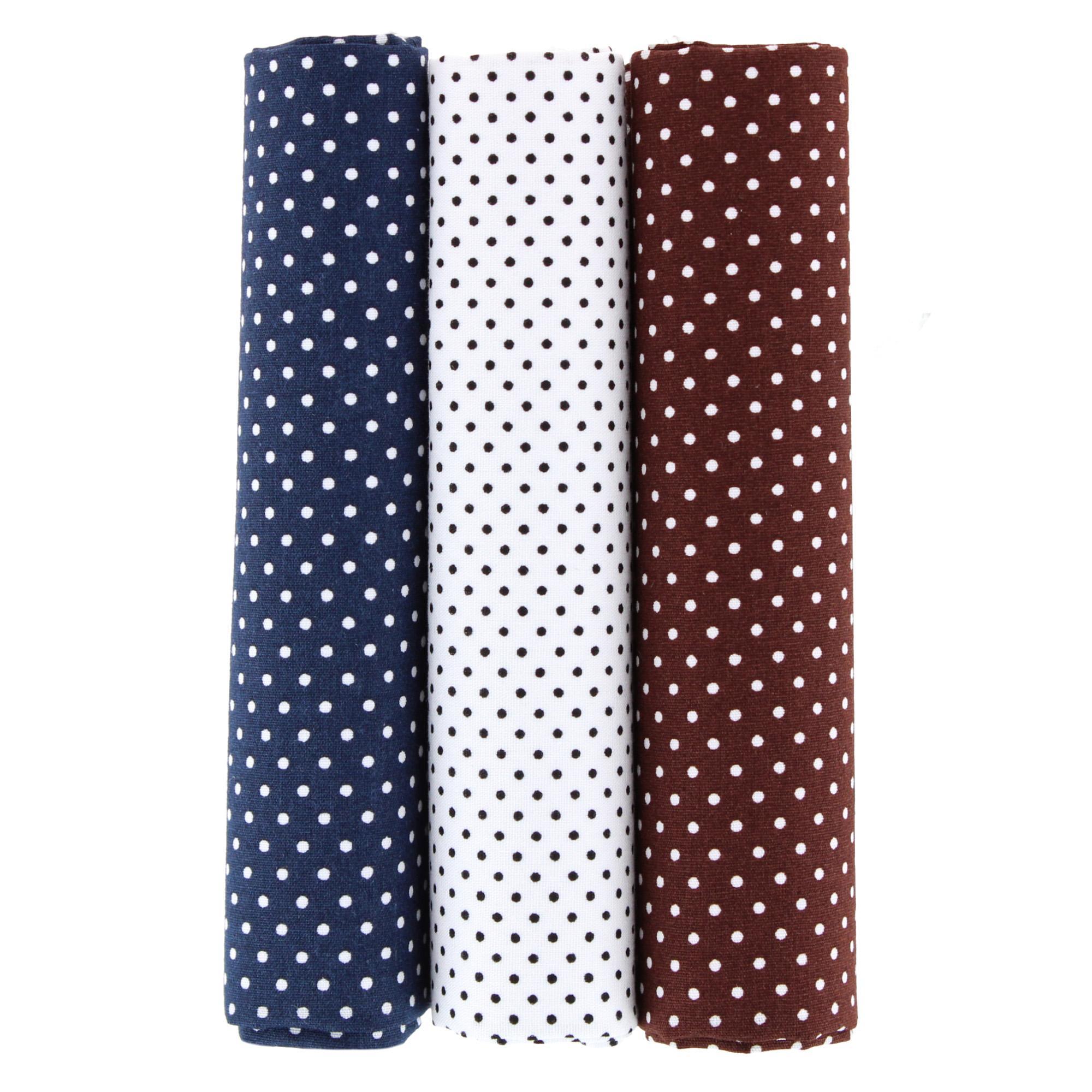 Trafalgar Payton Polka Dots Cotton Handkerchiefs (Pack of 3) - Navy Blue Polka Dots, White Polka Dots, and Brown Polka Dots one size