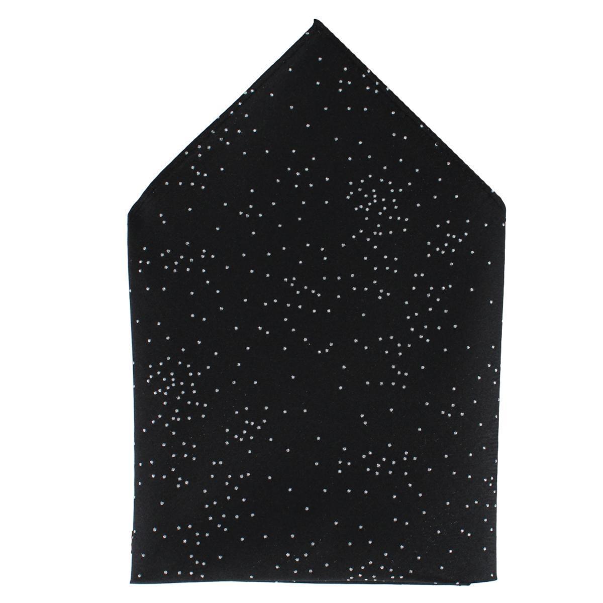 Trafalgar Mystere Metallic Star Light 12 x 12 Silk Pocket Square - Black one size
