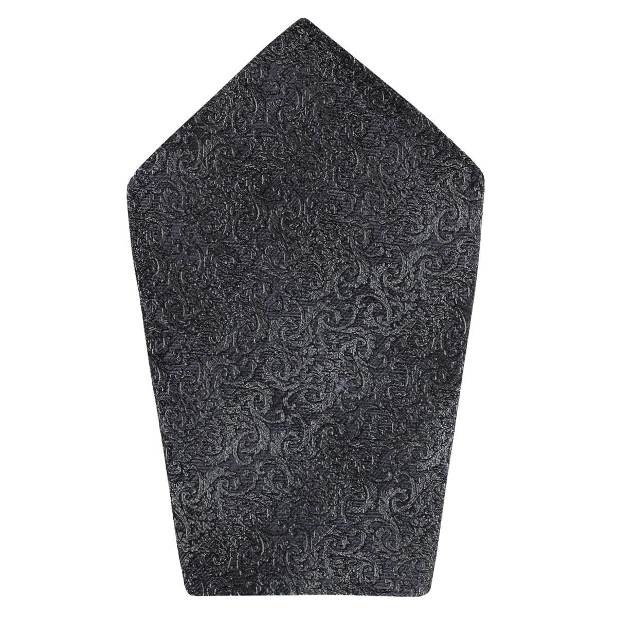 Trafalgar Men's Esteban Scrolling Vines Tone on Tone Patterned Silk 12x12 Pocket Square - Silver and black