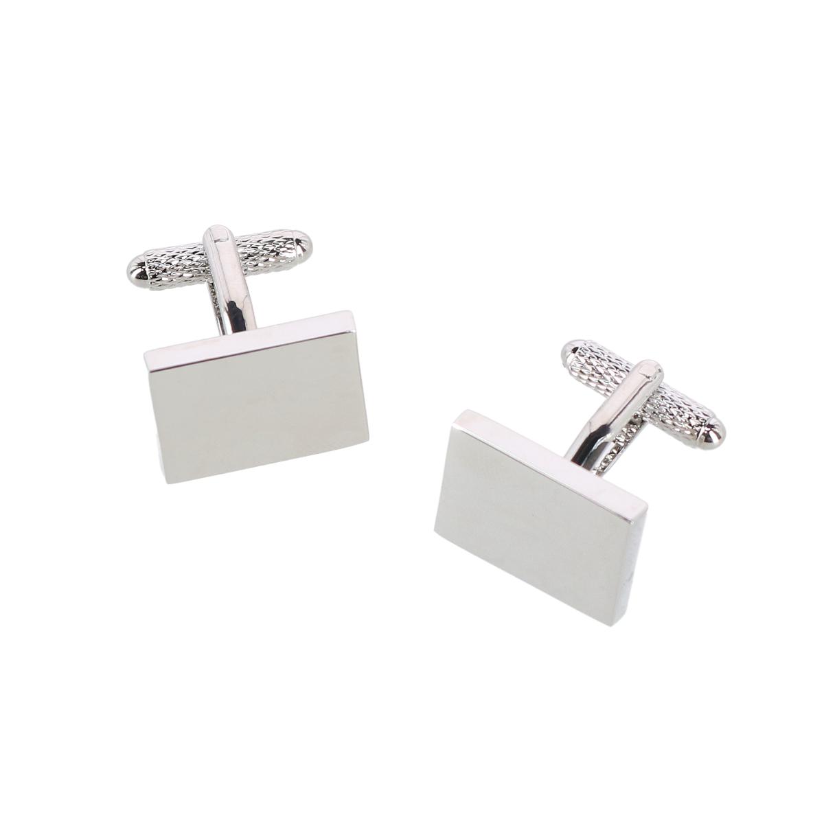 Trafalgar Rooney Rectangle Brass Engravable Cufflinks - Silver one size