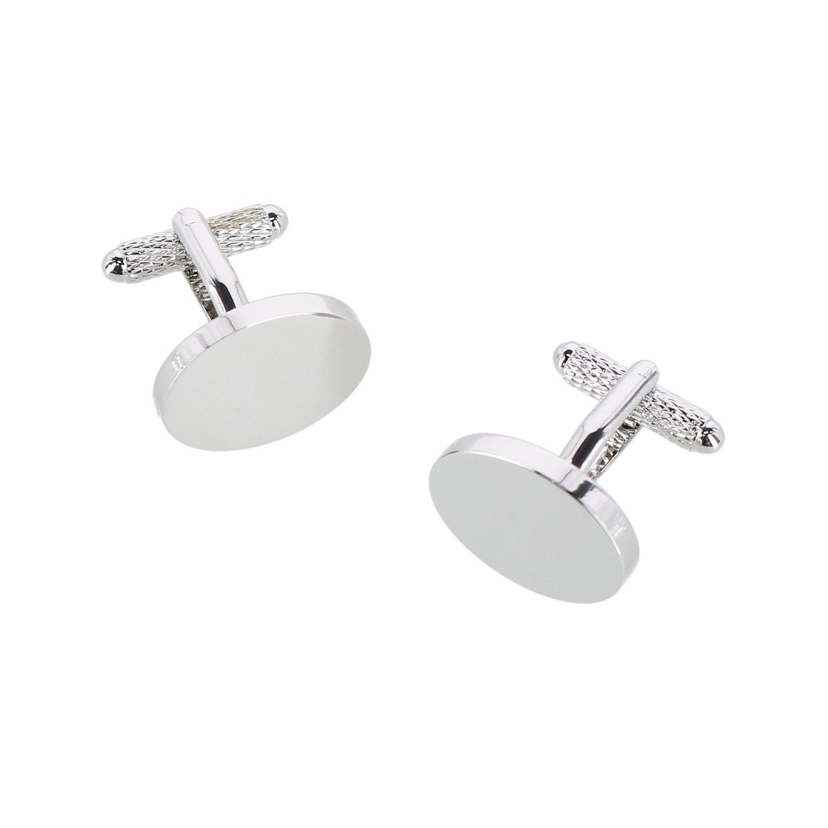 Trafalgar Asher Oval Brass Engravable Cufflinks - Silver one size