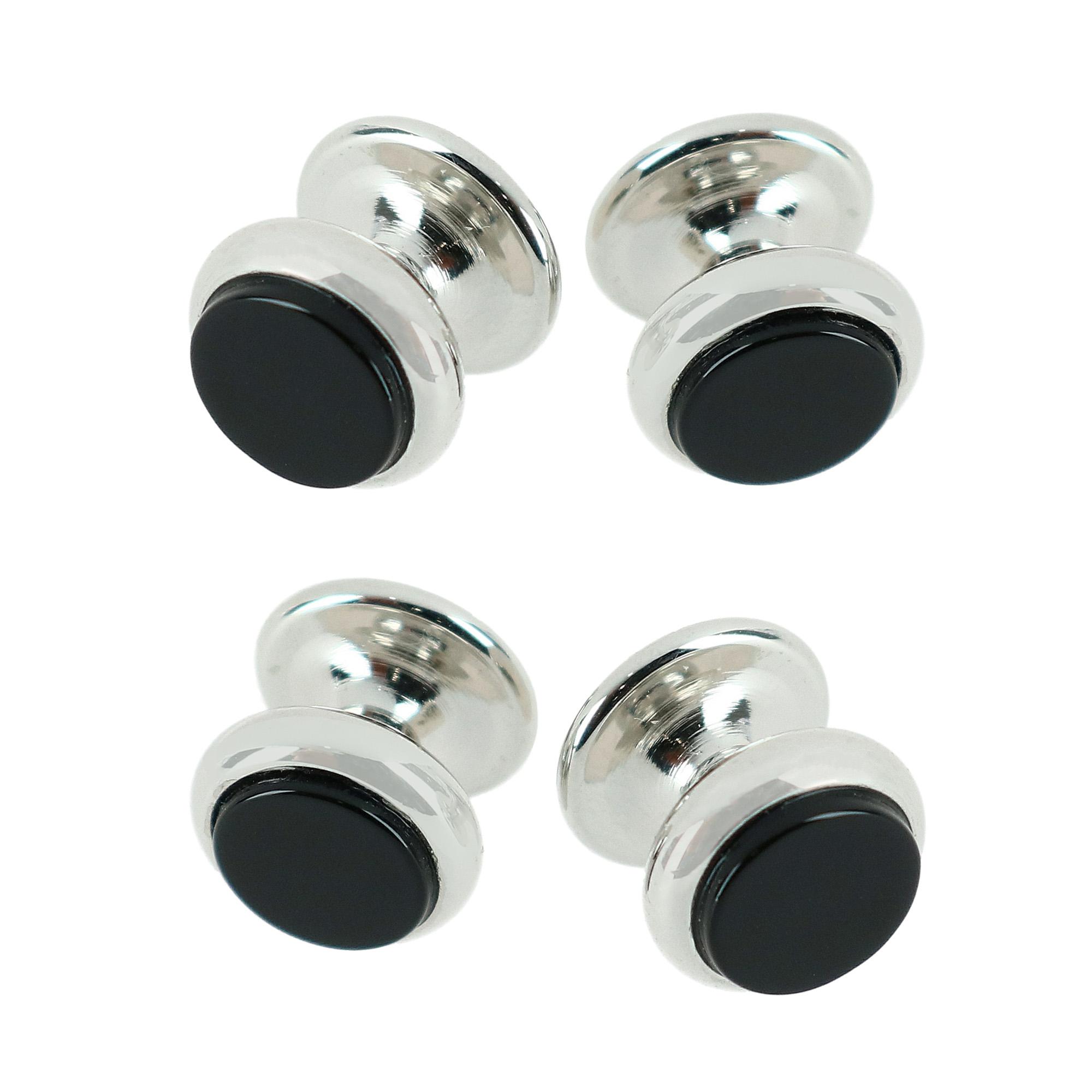 Trafalgar Sutton Tuxedo Stud Set Genuine Onyx (4 piece set) - Rhodium with Genuine Onyx one size