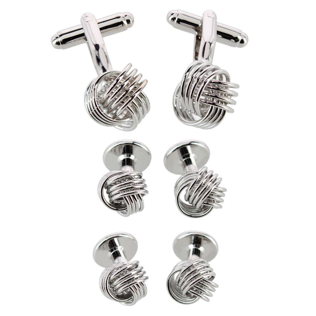 Trafalgar Kenneth Knot Formal Set (2 Cuffs + 4 Studs) - Silver one size