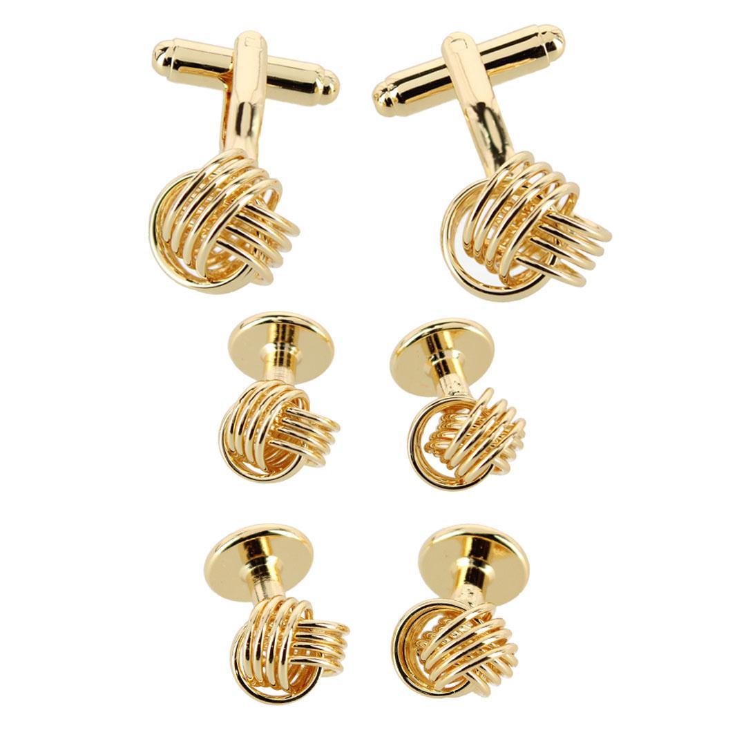 Trafalgar Kenneth Knot Formal Set (2 Cuffs + 4 Studs) - Gold one size