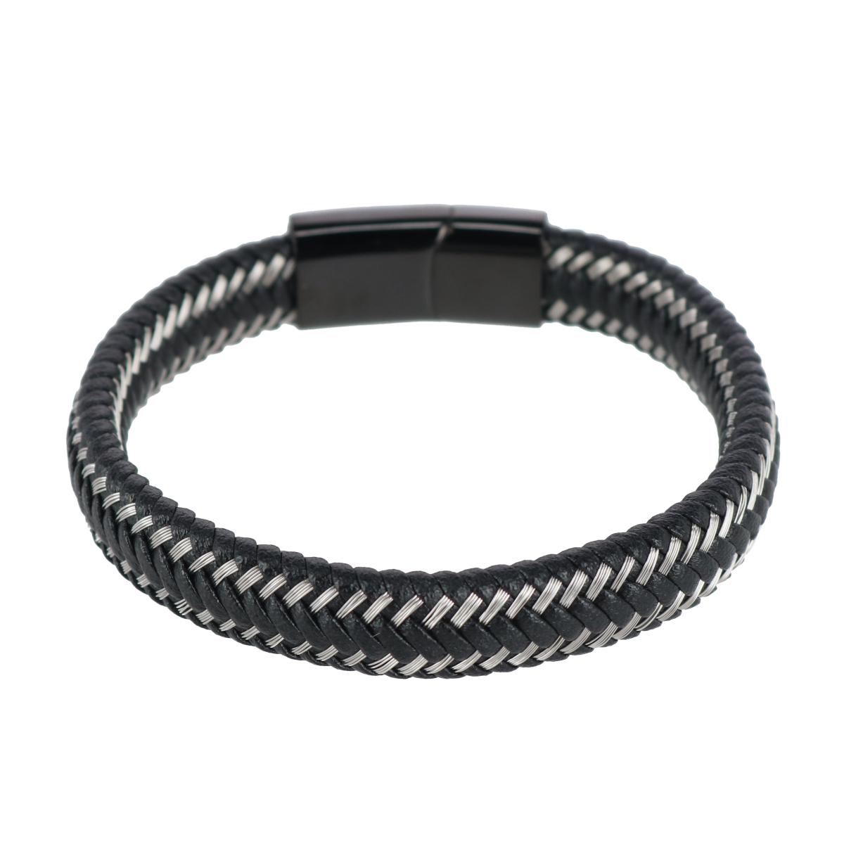 Trafalgar Esteban Black and Silver Braided Bracelet - Black one size