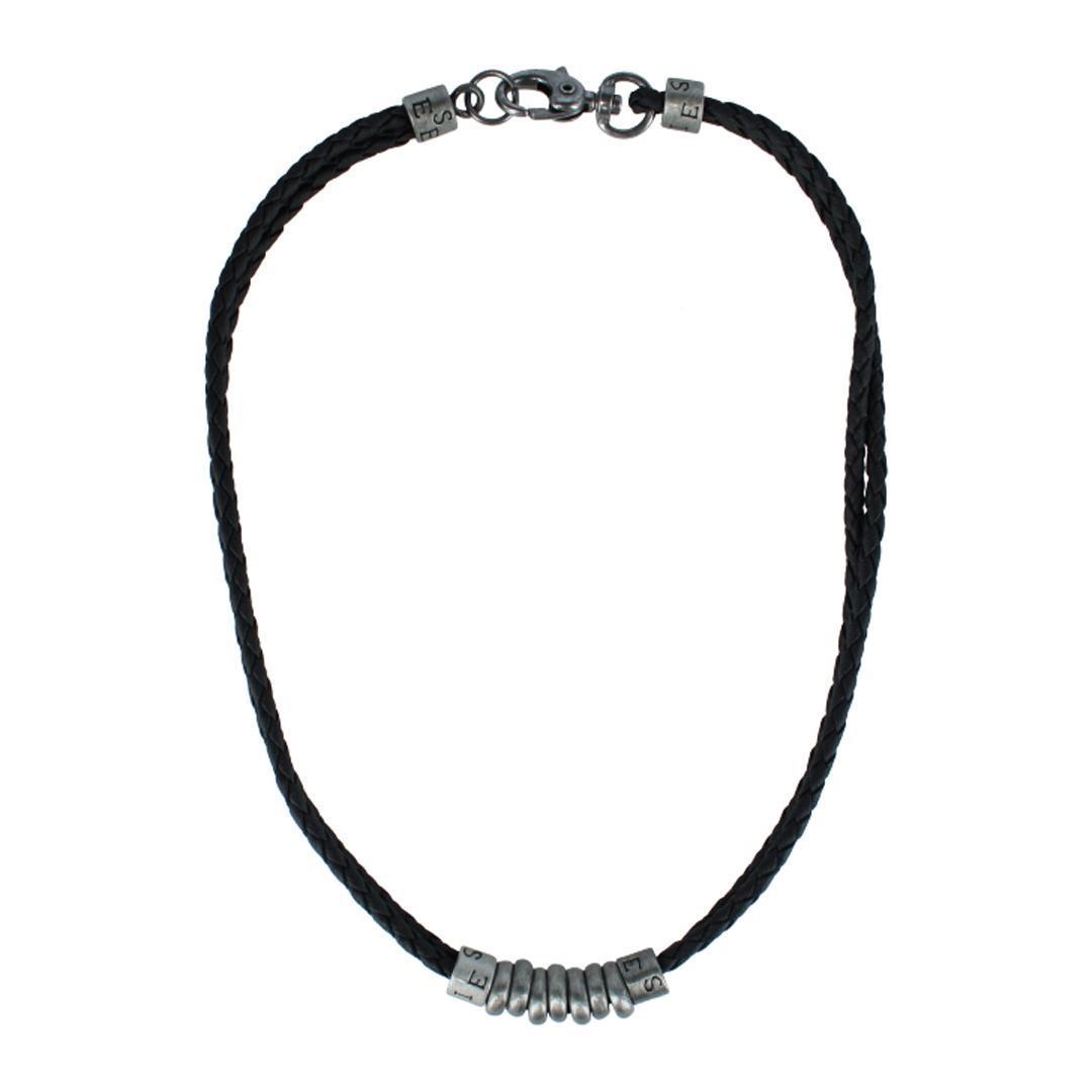 Trafalgar DaVinci Vegan Leather Metal Bead and Ring Necklace - Black one size