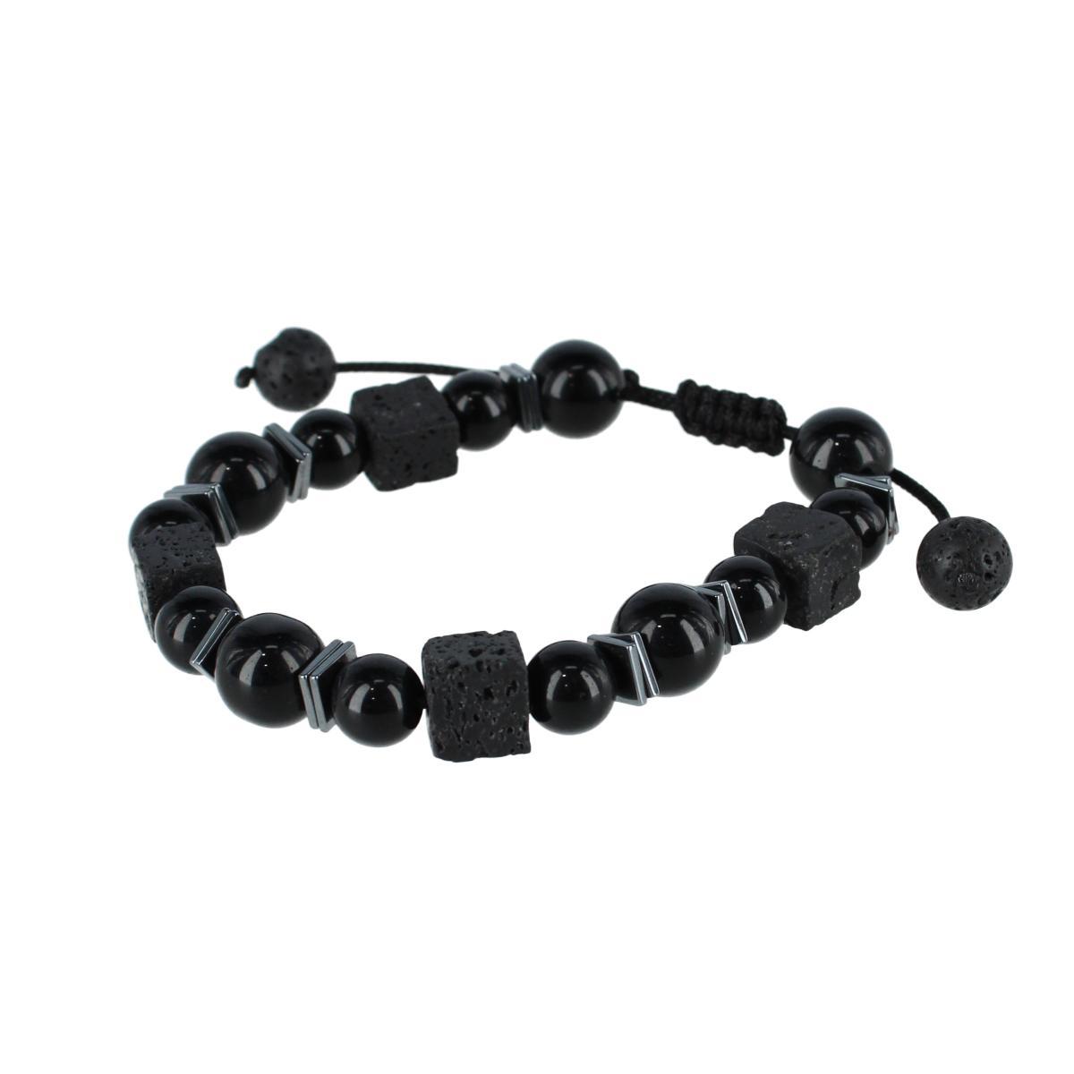Trafalgar Flint Beaded Stone and Metallic Adjustable Bracelet - Black one size 20$