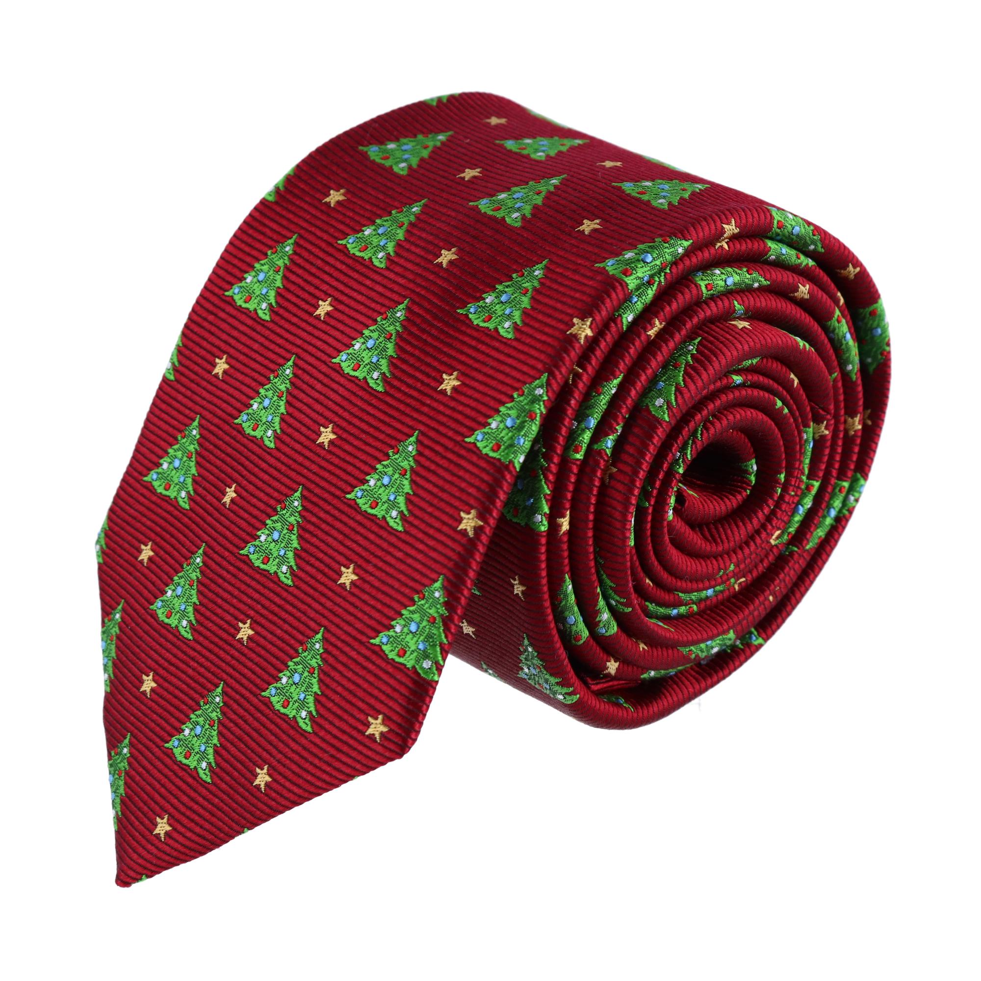 Trafalgar Oh Christmas Tree Novelty Silk Necktie - Red one size