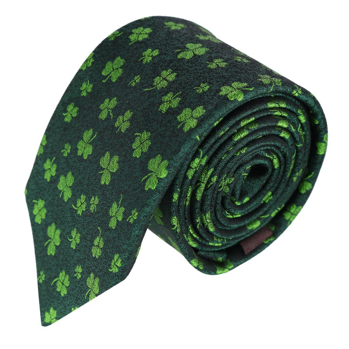 Trafalgar Green Shamrock Novelty Silk Necktie  Green Shamrocks one size