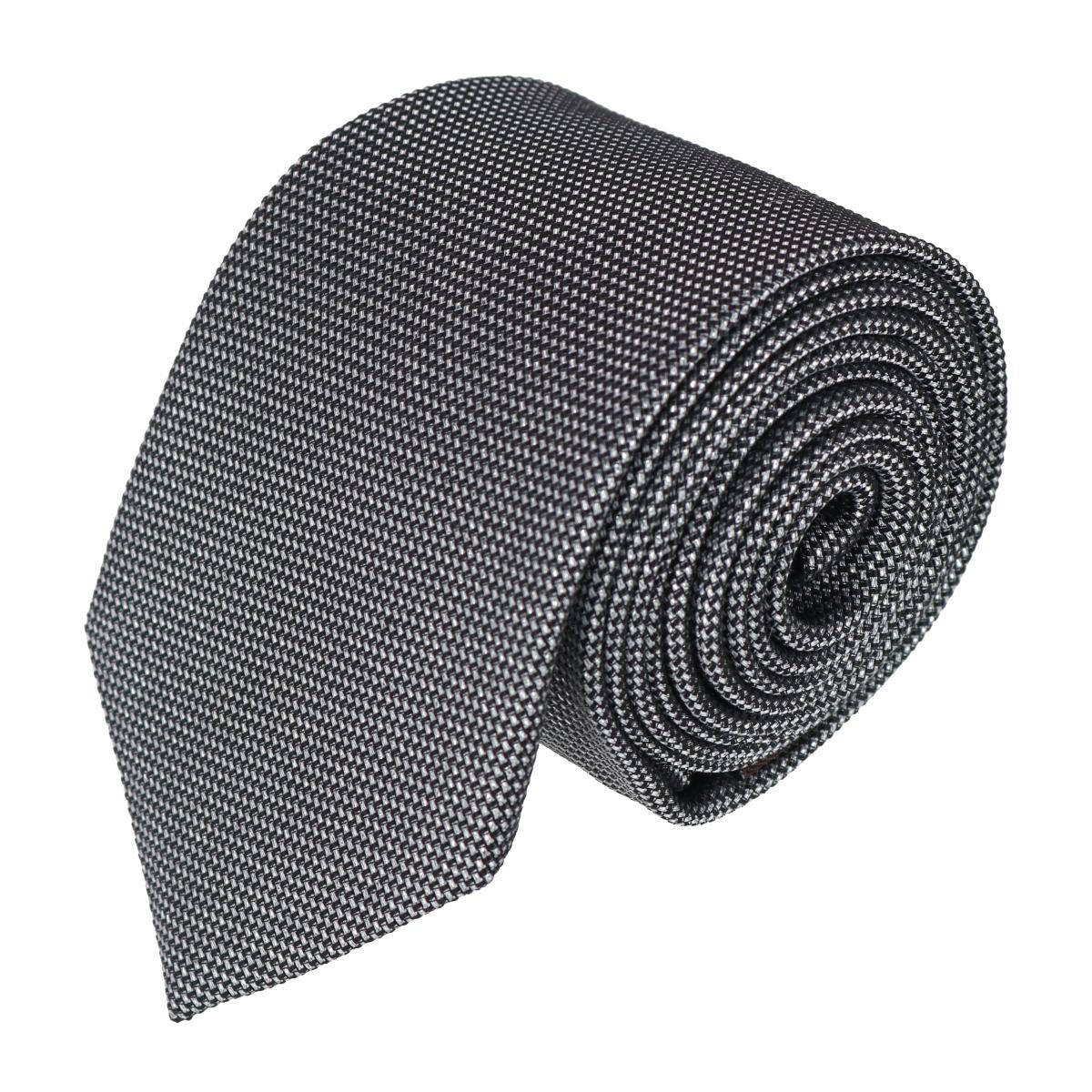 Trafalgar Janus Metallic and Silk Classy Necktie - Silver one size