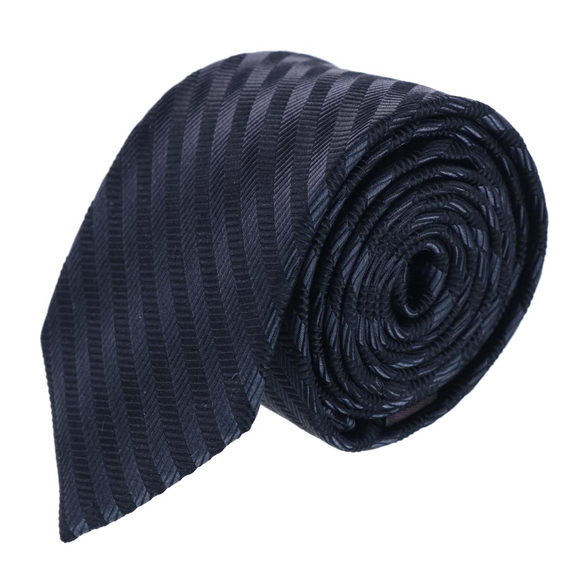 Trafalgar Nathanial Regal Patterned Diagonal Line Silk Business Necktie - Black one size