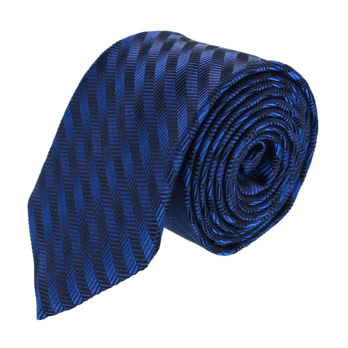 Trafalgar Nathanial Regal Patterned Diagonal Line Silk Business Necktie - Royal Blue one size