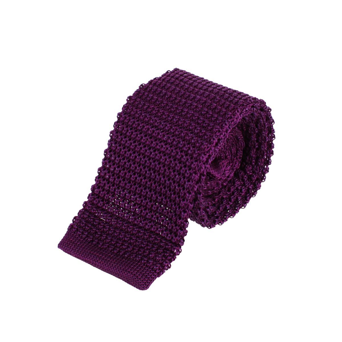 Trafalgar Zion Knit Silk Solid Colored Necktie - Purple one size