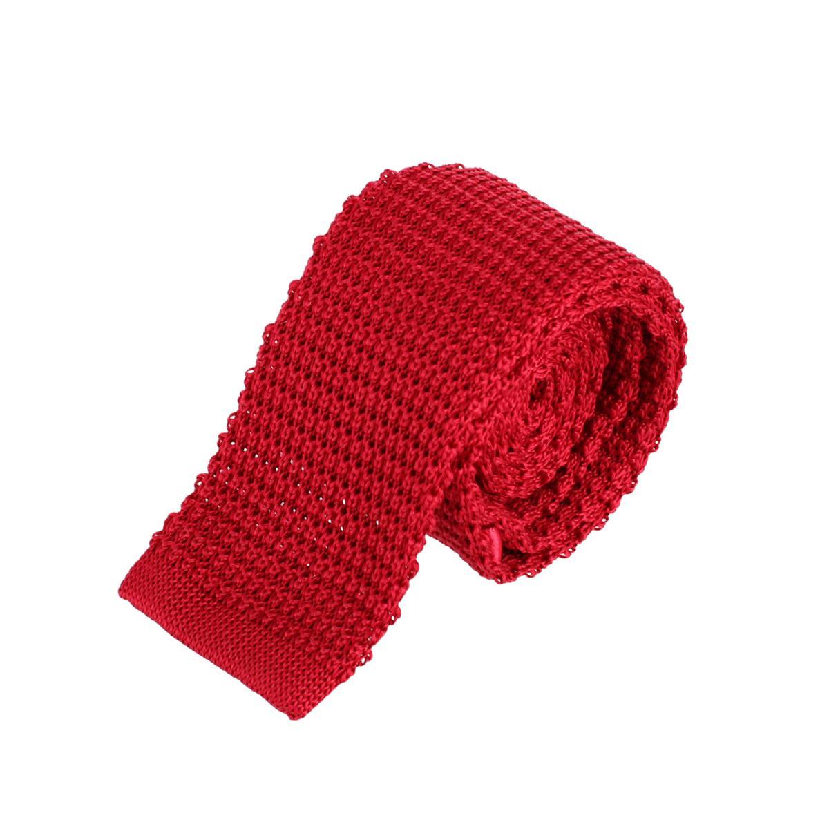 Trafalgar Zion Knit Silk Solid Colored Necktie - Red one size
