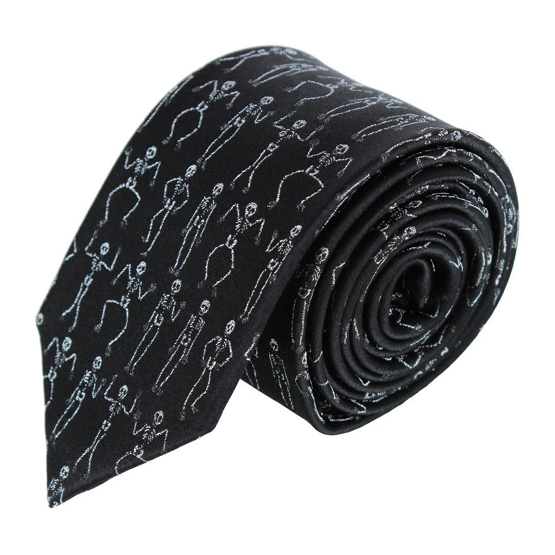 Trafalgar Davy Bones the Dancing Skeleton Silk Novelty Necktie - Black one size