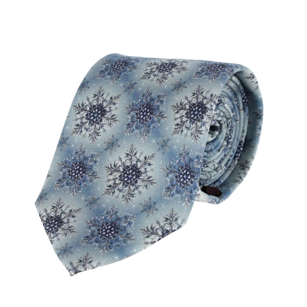 Trafalgar Clarence The Classy Snowflake Silk Holiday Necktie - Light Blue one size