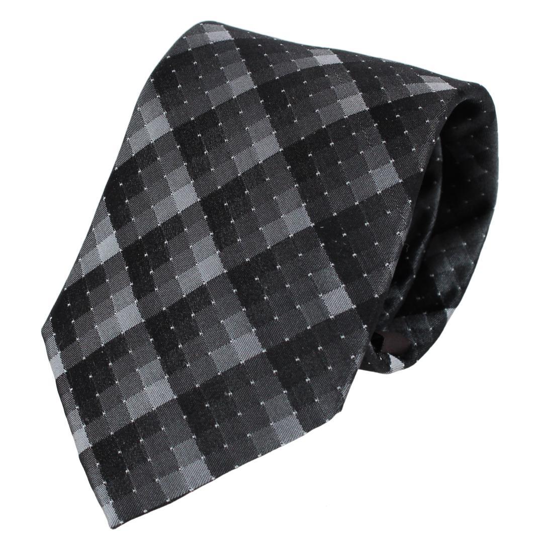 Trafalgar Falcon Grey and Silver Micro Square Business Silk Necktie - Grey and Silver one size