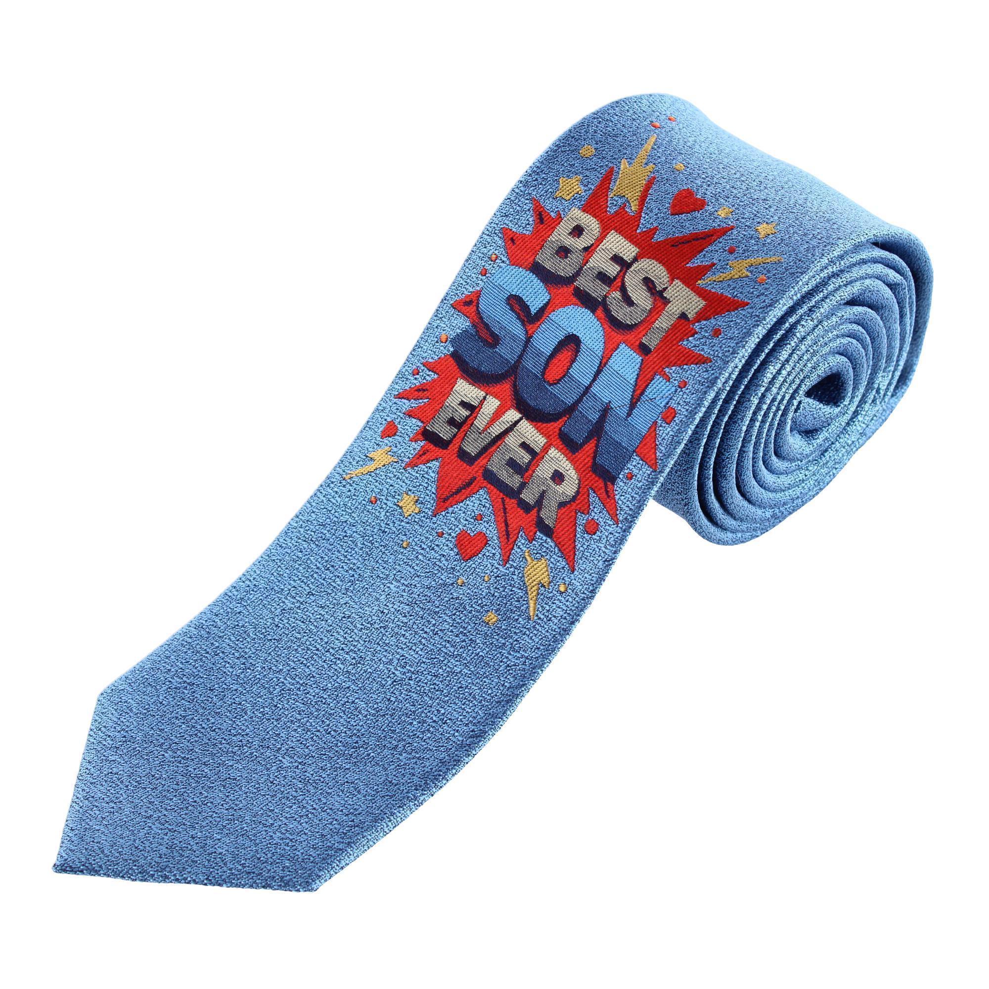 Trafalgar Boy's Best Son Ever Novelty Silk Necktie - Blue one size